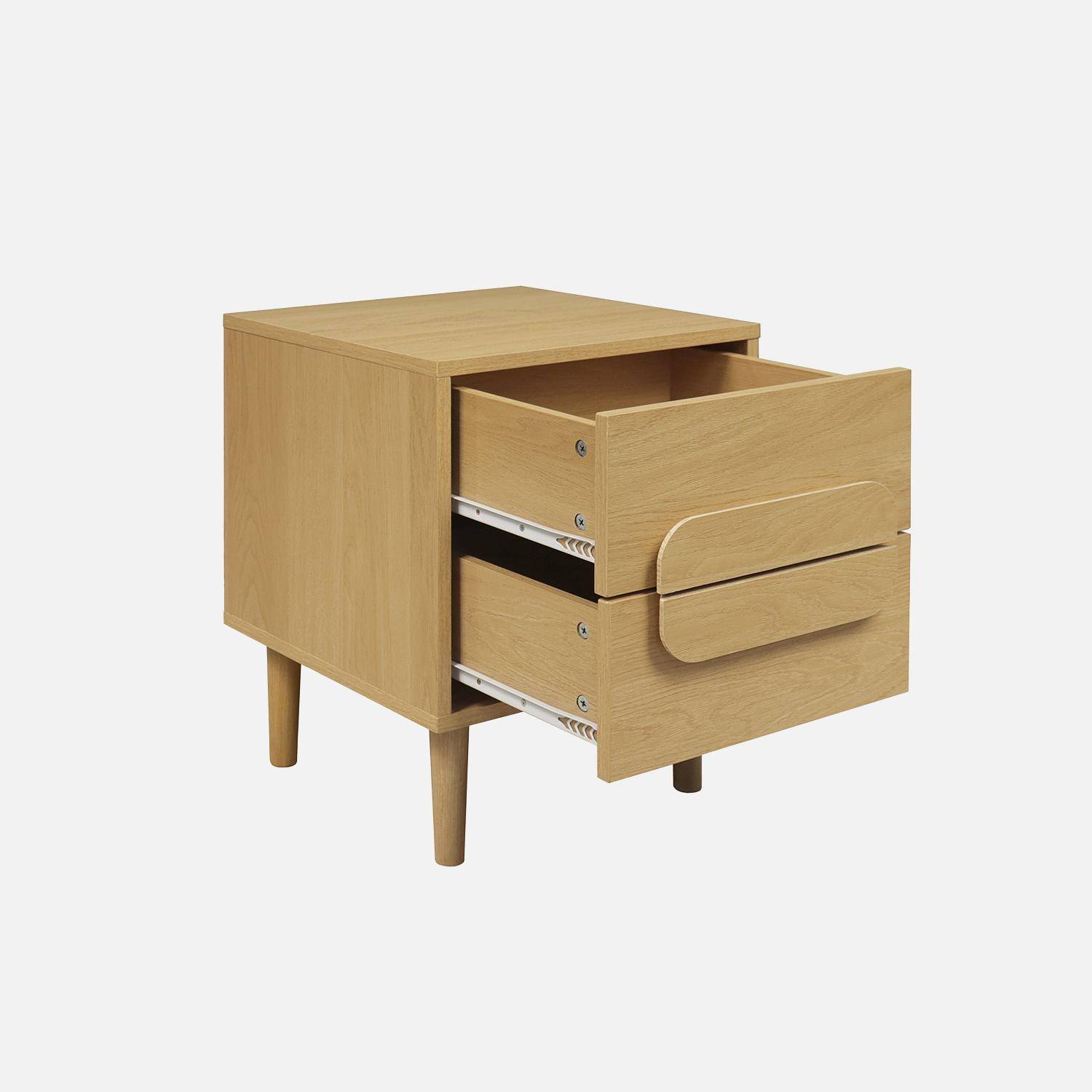 Nachtkastje eikenhoutlook vintage 2 lades L 40 x B 40 x H 50cm - Juliana,sweeek,Photo4