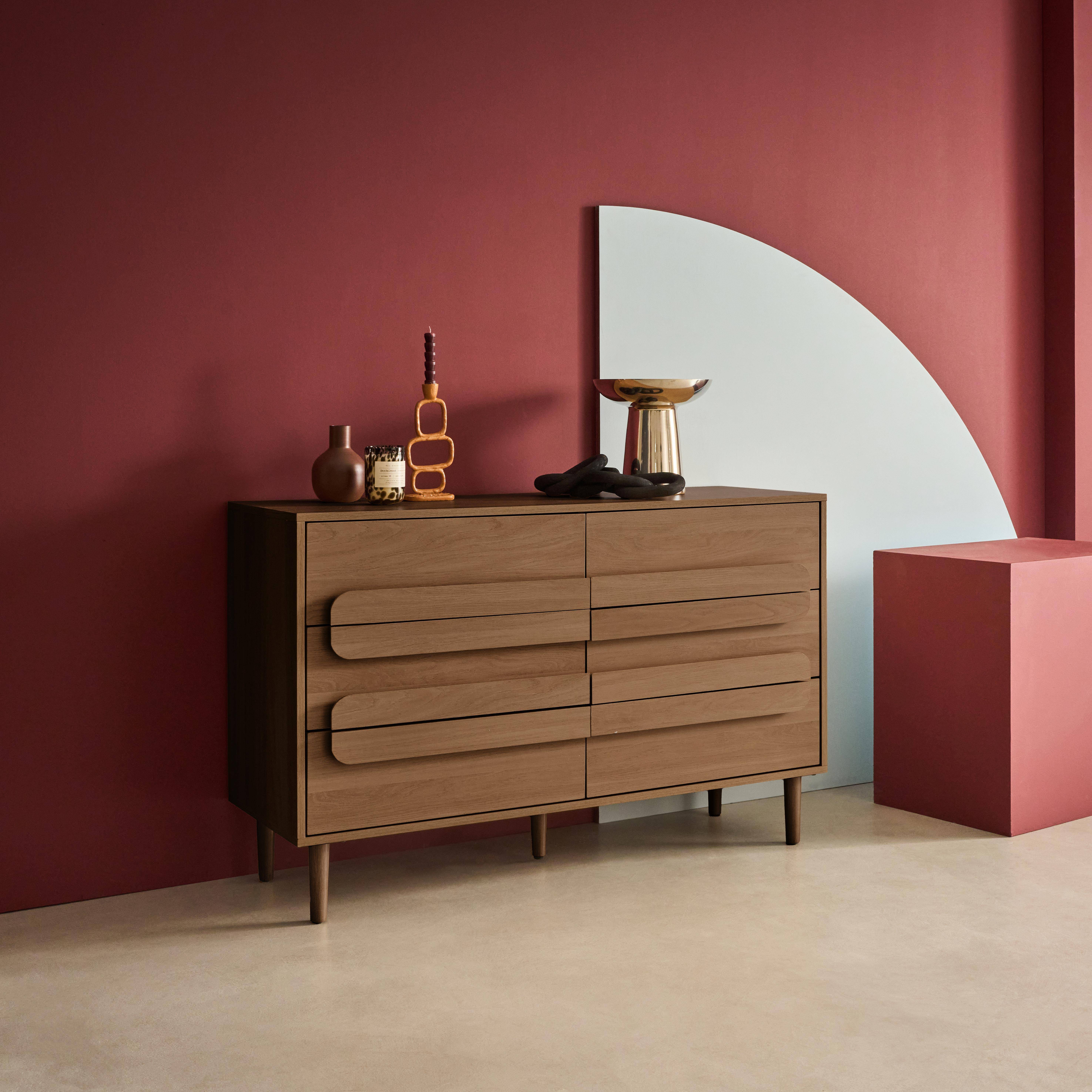 Komoda vintage w kolorze orzechowego drewna, 6 szuflad - dł. 120 x gł. 40 x wys. 75 cm - Juliana Photo2