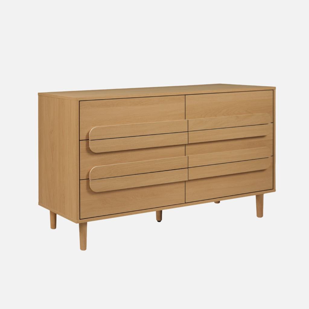 Commode vintage effet bois de chêne 6 tiroirs
