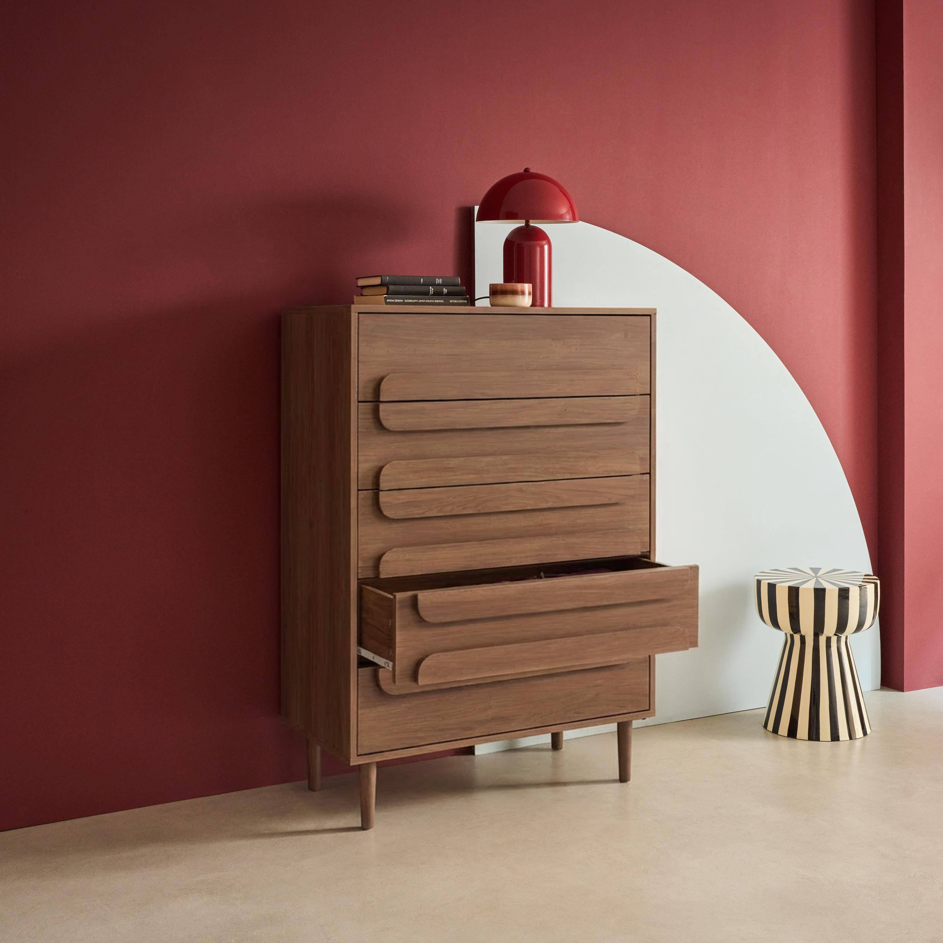 Vintage ladekast walnoothoutdecor 5 laden 80x40x113cm - Juliana,sweeek,Photo3