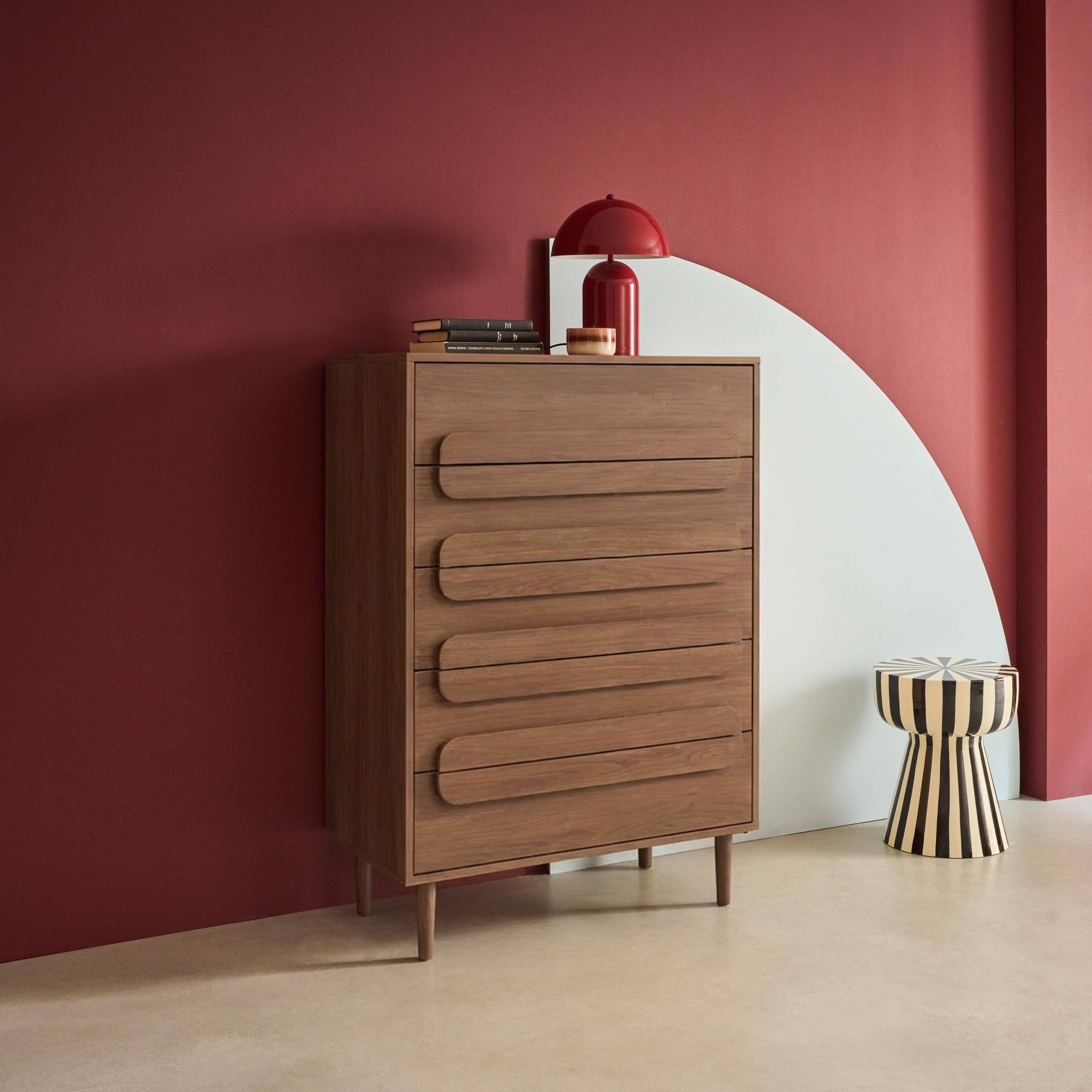 Vintage-Kommode im Nussbaumlook mit 5 Schubladen