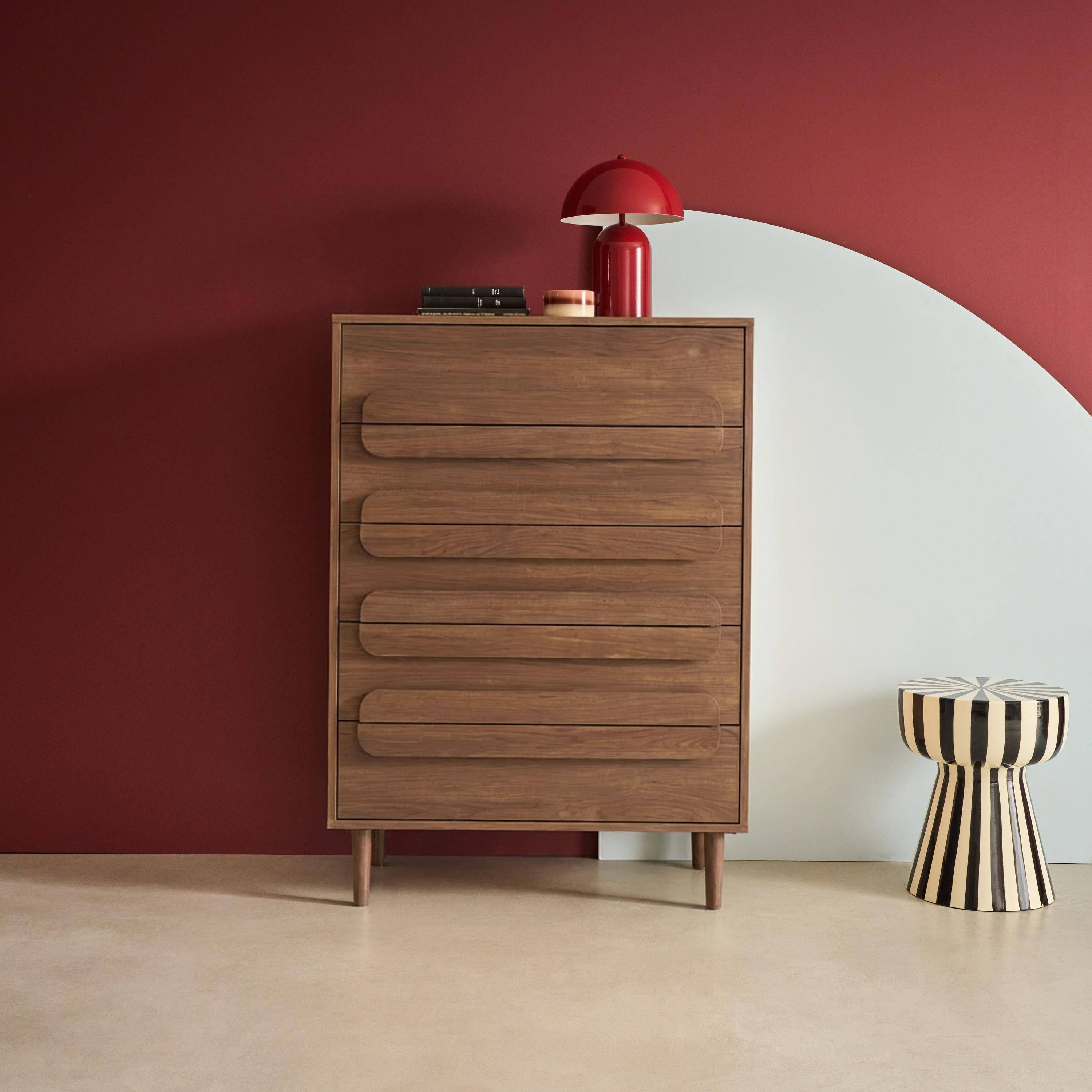 Vintage ladekast walnoothoutdecor 5 laden 80x40x113cm - Juliana,sweeek,Photo1