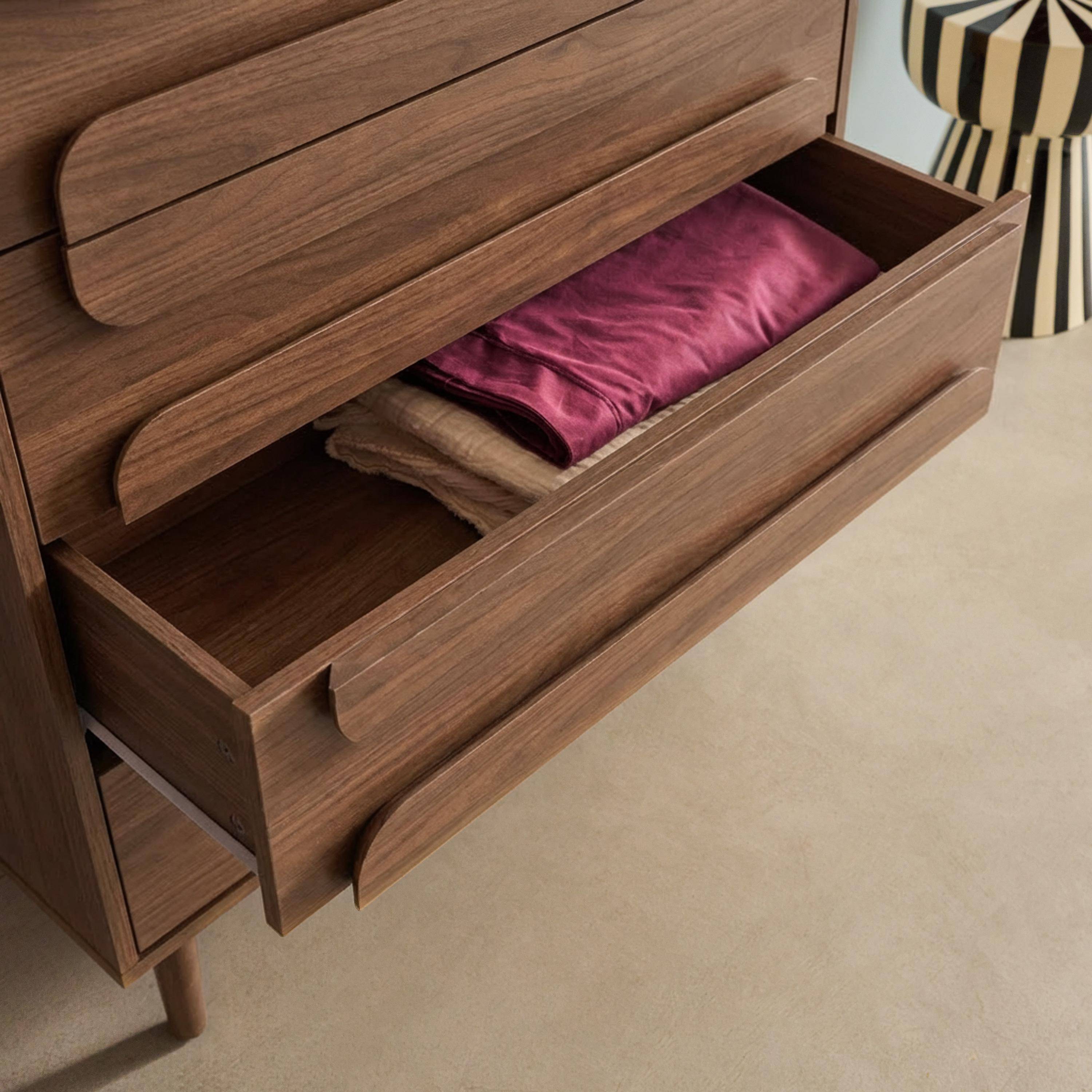 Vintage ladekast walnoothoutdecor 5 laden 80x40x113cm - Juliana Photo4