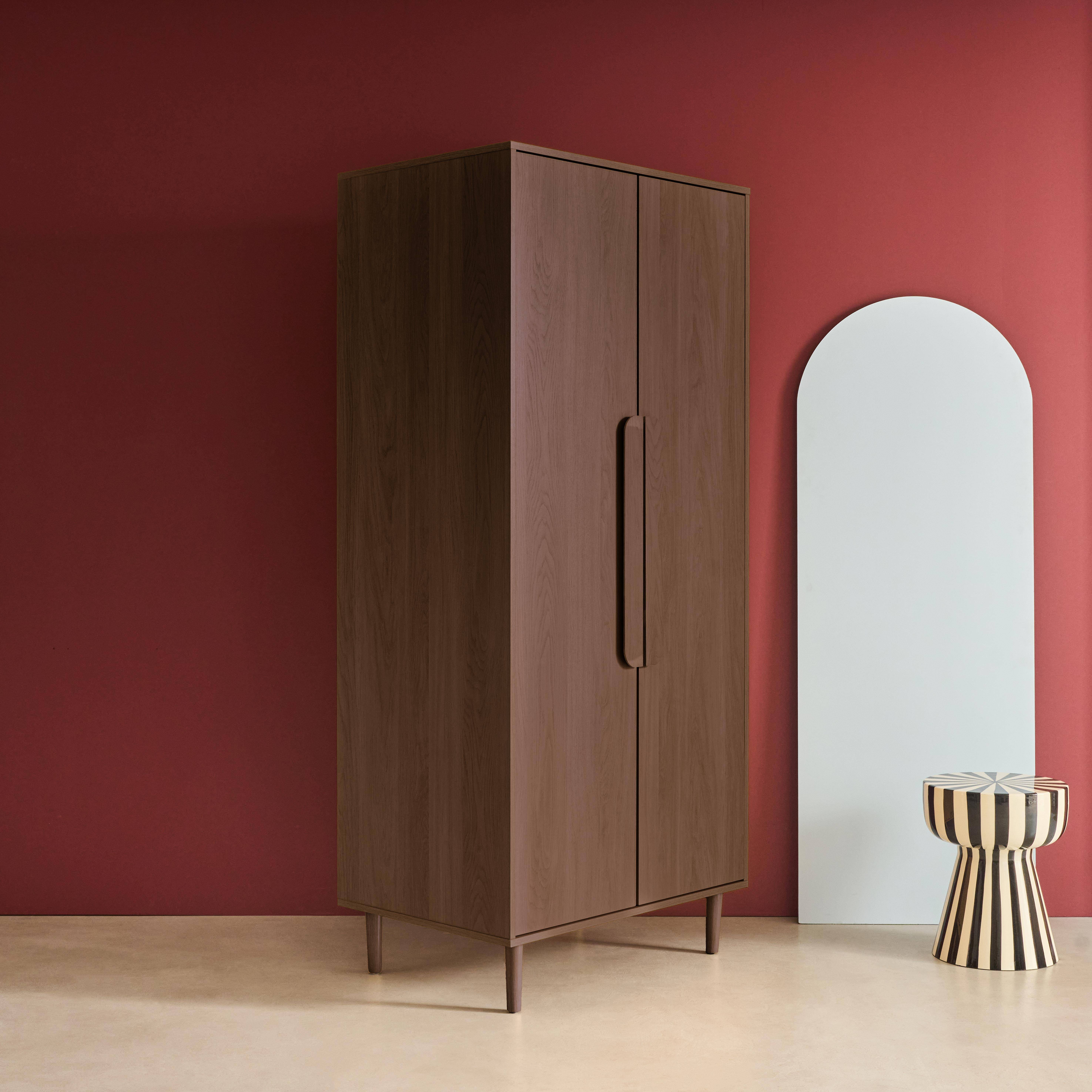 Kledingkast walnoothoutdecor 2 deuren, plank en hanggedeelte 80x55x180cm - Juliana,sweeek,Photo1