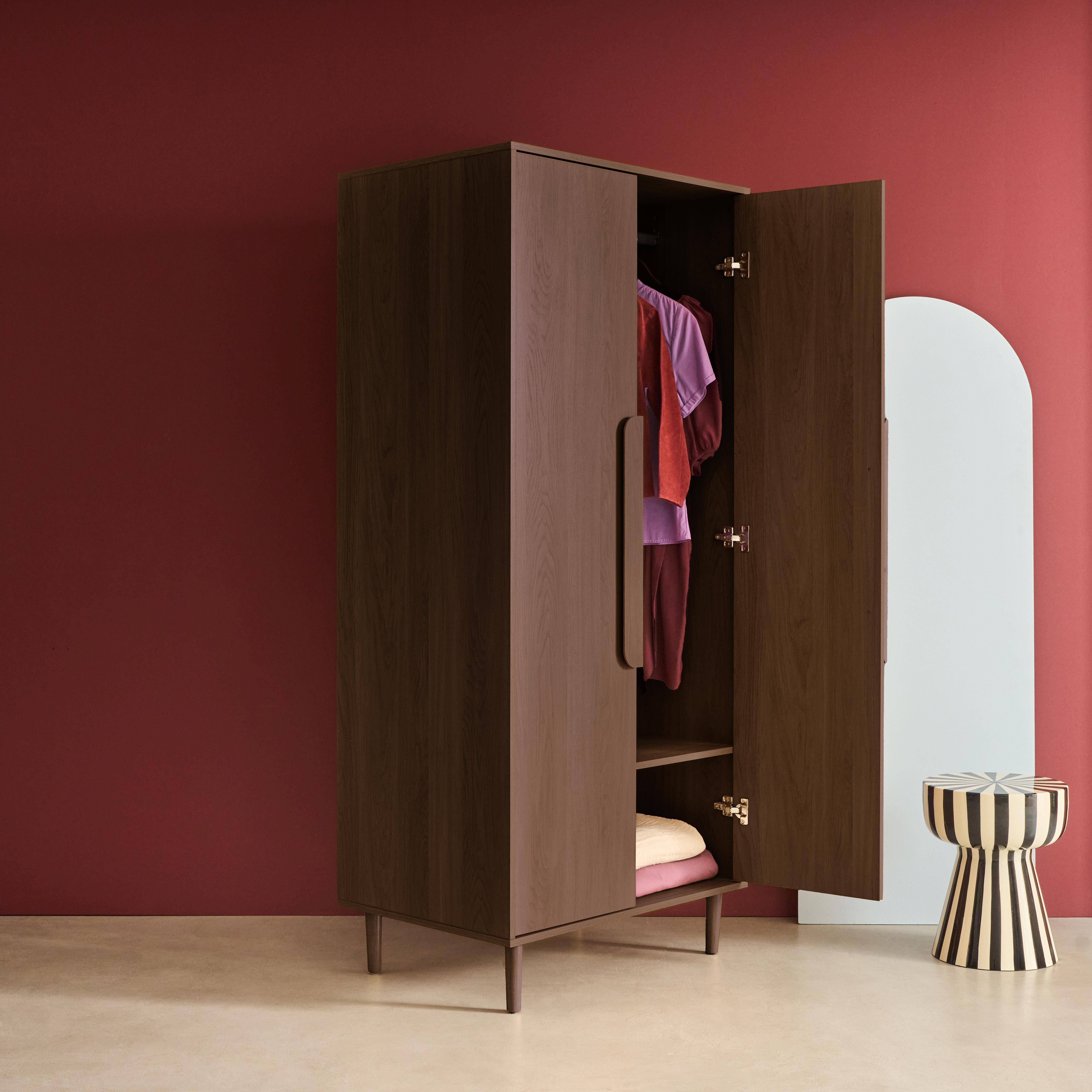 Kledingkast walnoothoutdecor 2 deuren, plank en hanggedeelte 80x55x180cm - Juliana Photo3