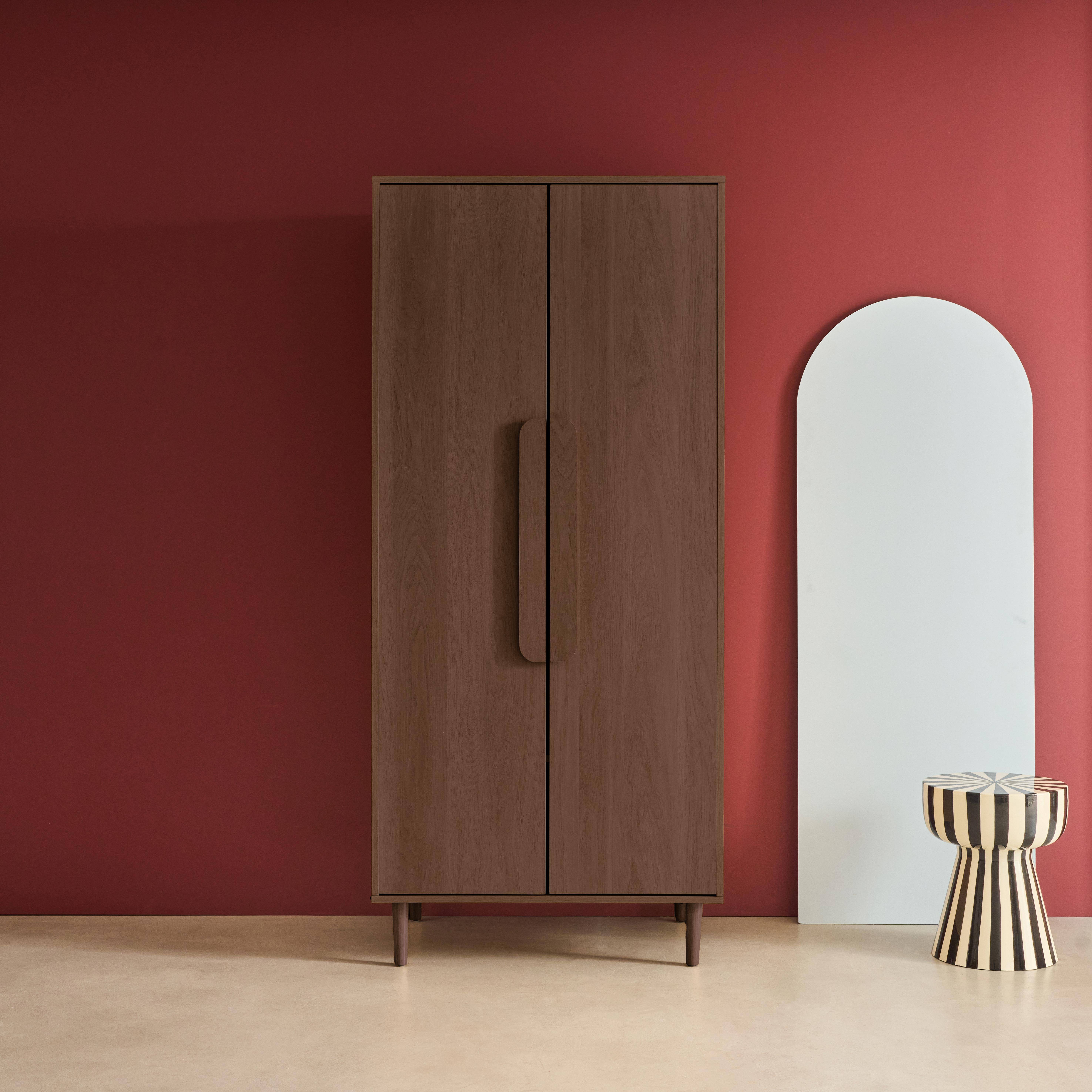 Kledingkast walnoothoutdecor 2 deuren, plank en hanggedeelte 80x55x180cm - Juliana,sweeek,Photo2