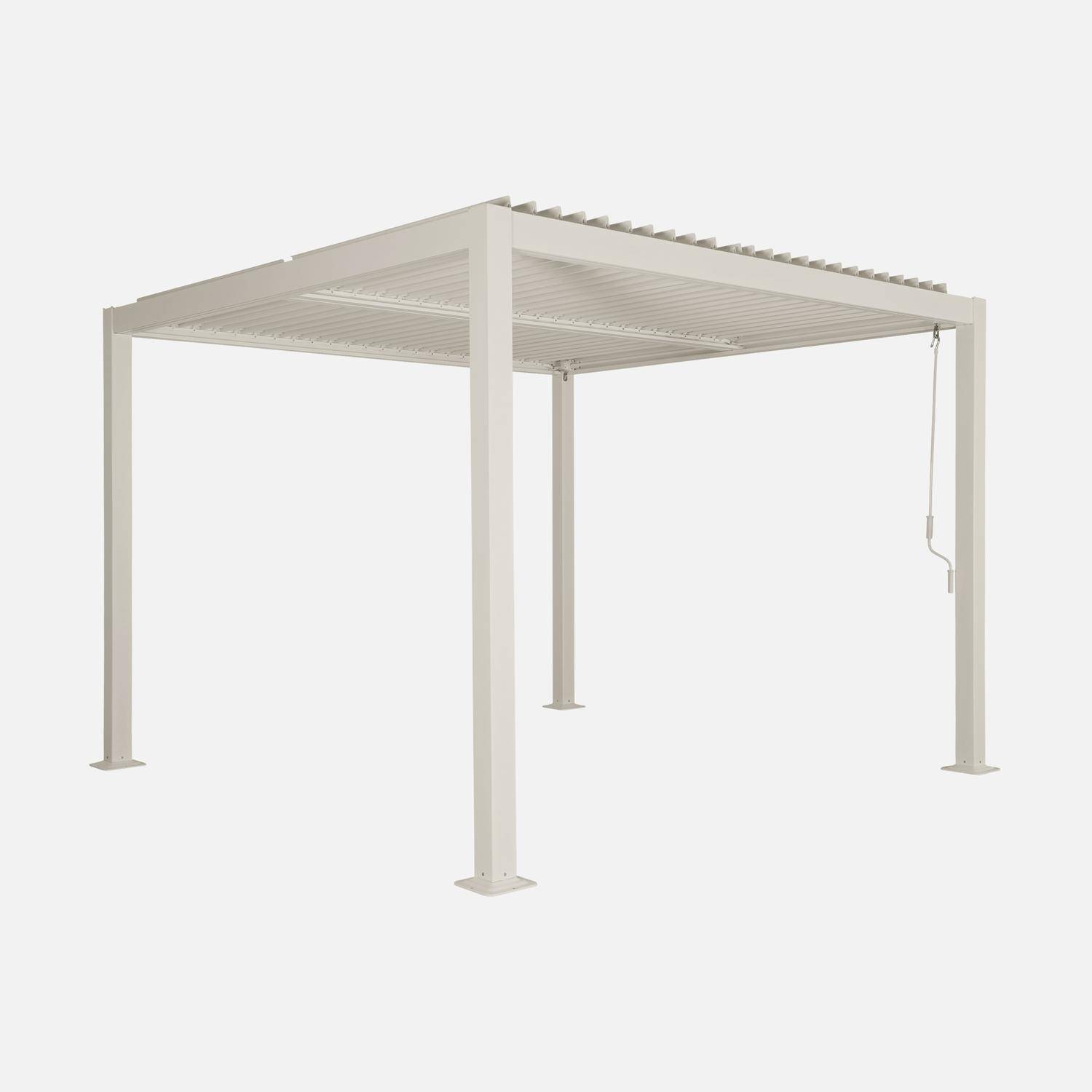 Pérgola bioclimática em alumínio e aço 3x3m com lâminas ajustáveis Bege - 292x292x231 cm Photo2