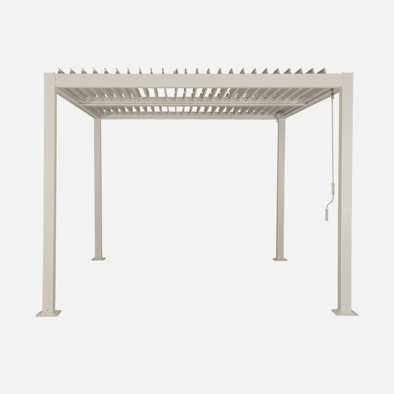 Pérgola bioclimática 3x3m de lamas de aluminio y acero Beige - 292x292x231 cm,sweeek,Photo5