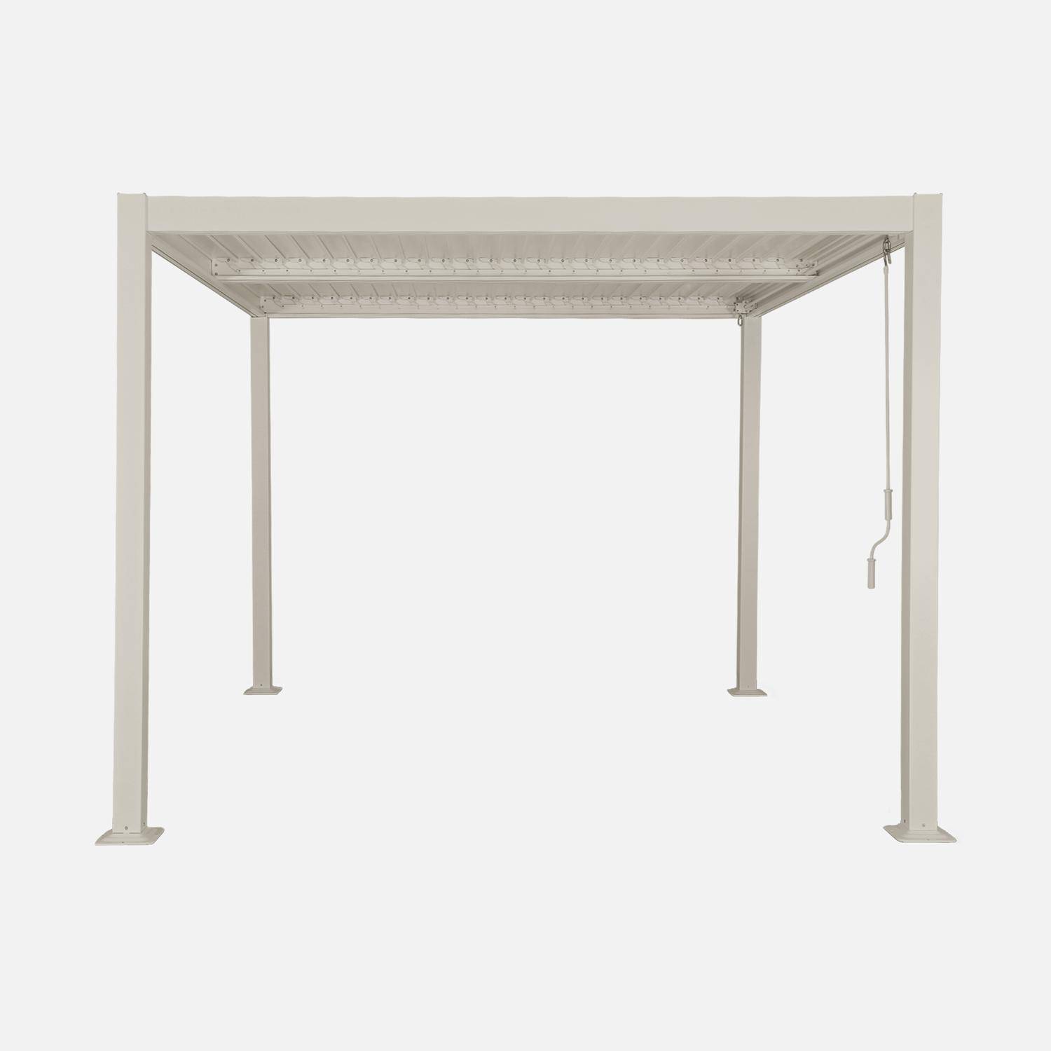 Pérgola bioclimática 3x3m de lamas de aluminio y acero Beige - 292x292x231 cm,sweeek,Photo4