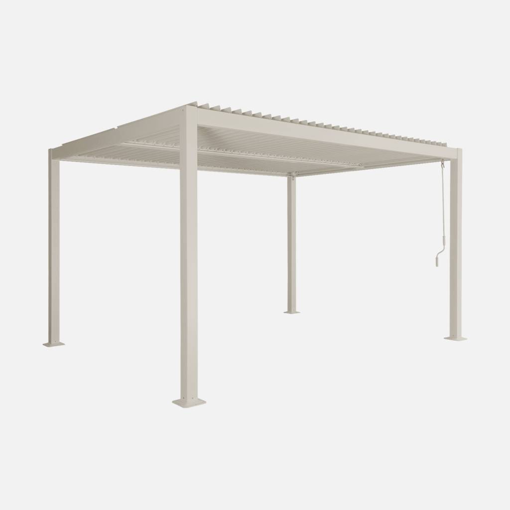 Pergola bioclimatica 3x4m in alluminio e acciaio, lamelle orientabili , Beige