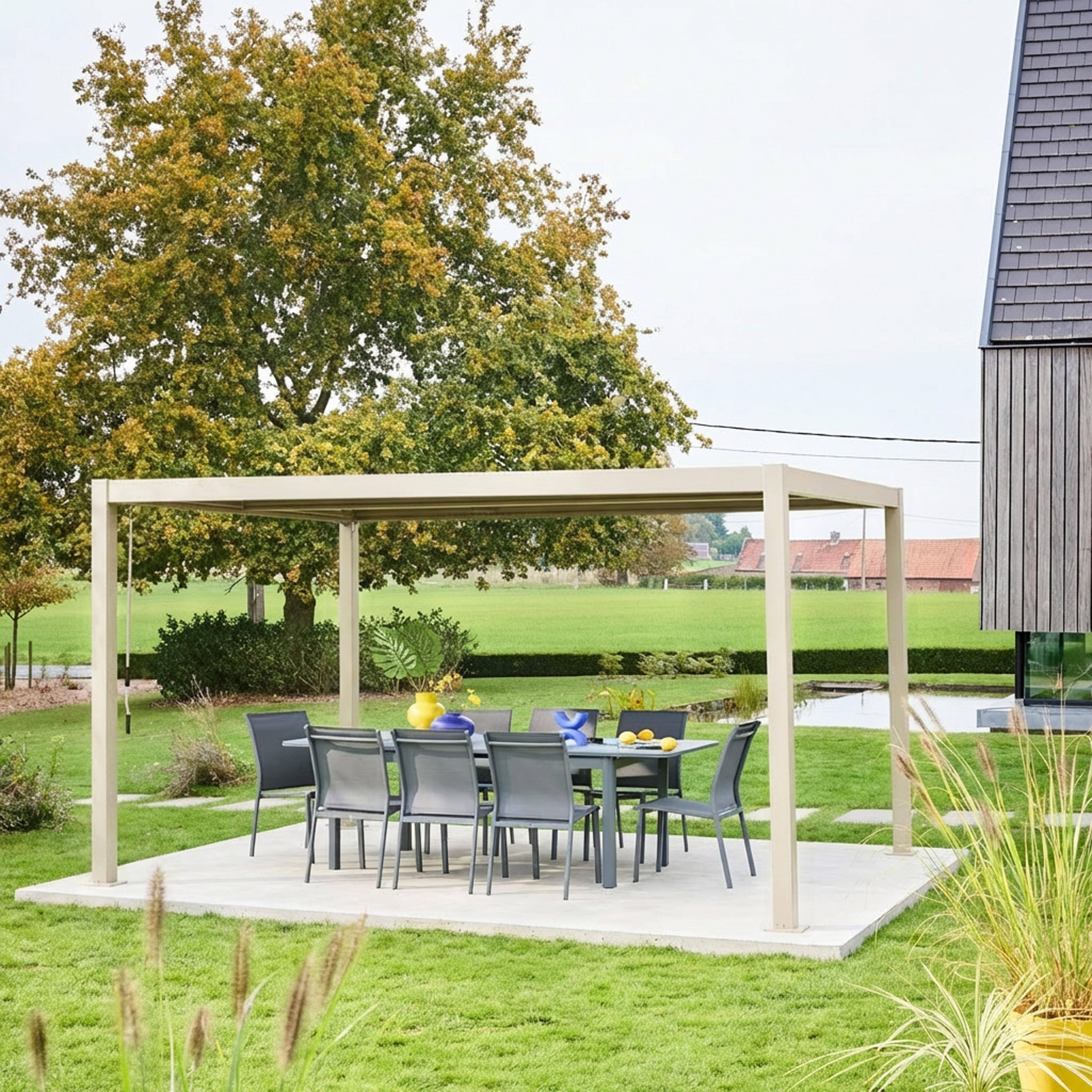 Pergola lamelowa aluminiowa z regulowanymi lamelami 4x3m Palace beżowa Photo5