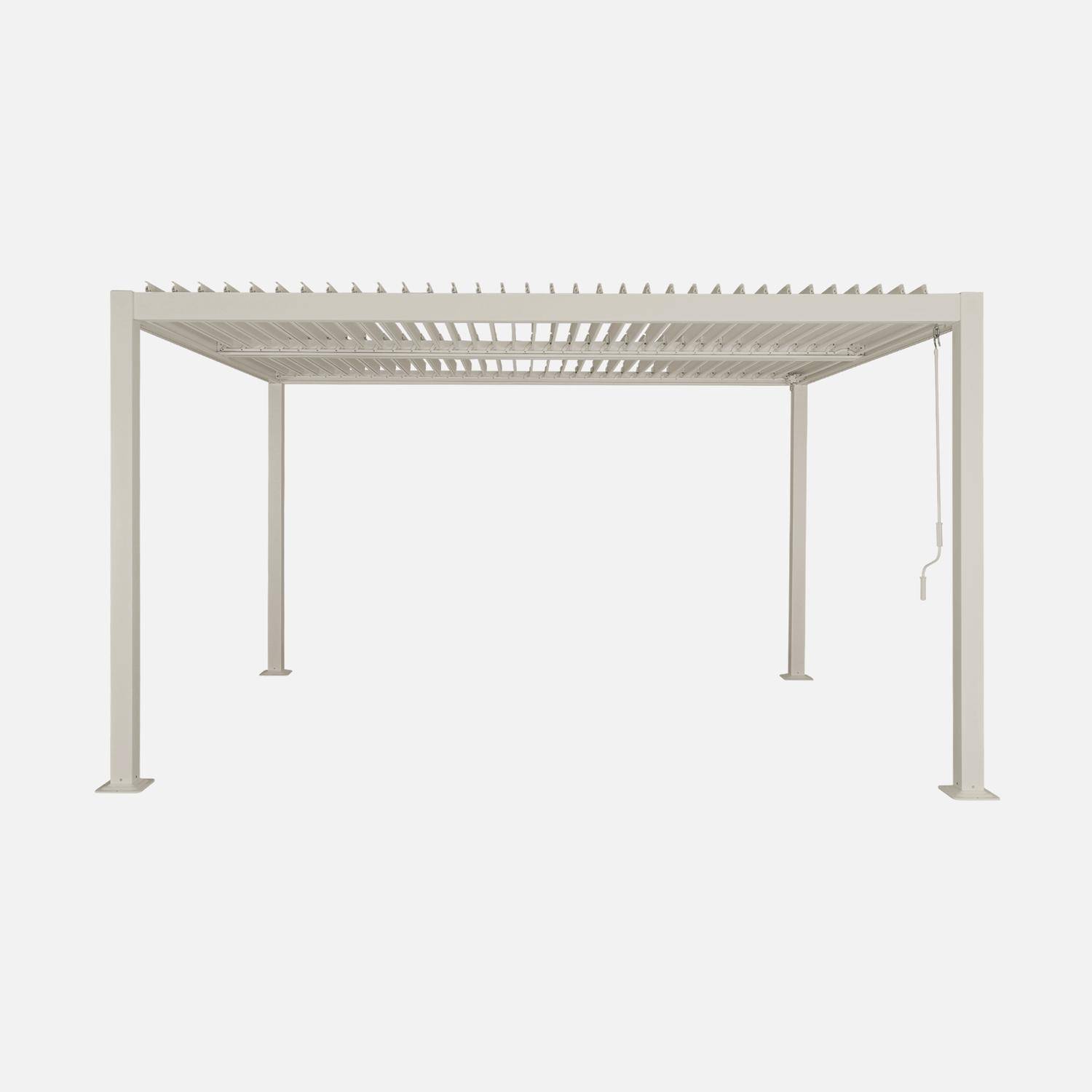 Louvered pergola aluminium and steel 4 x 3m beige  - Palace,sweeek,Photo3