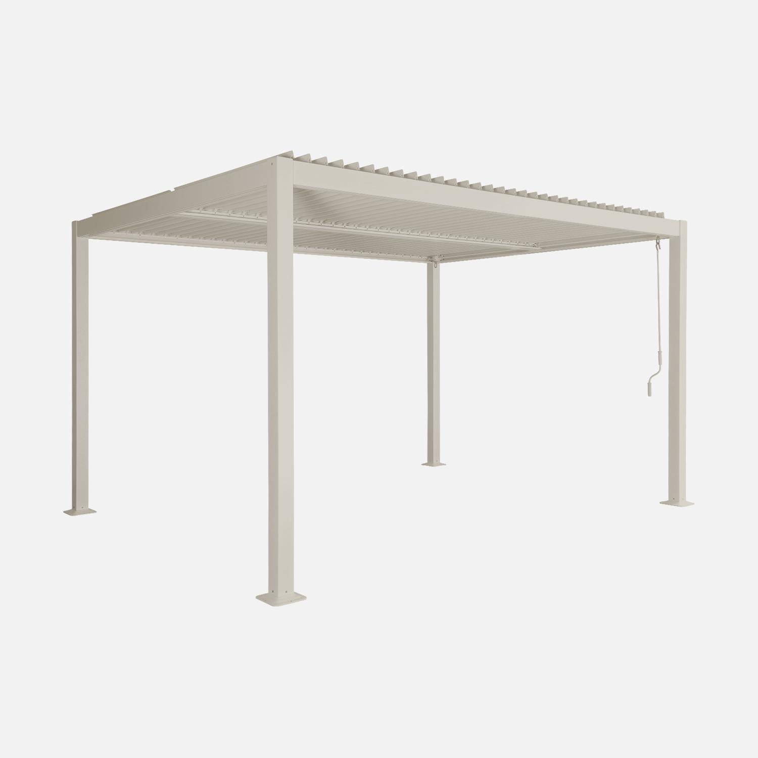 Bioclimatic pergola aluminium and steel, with adjustable slats 4x3m, Palace 4x3m, Beige, 392x292x211 cm Photo2