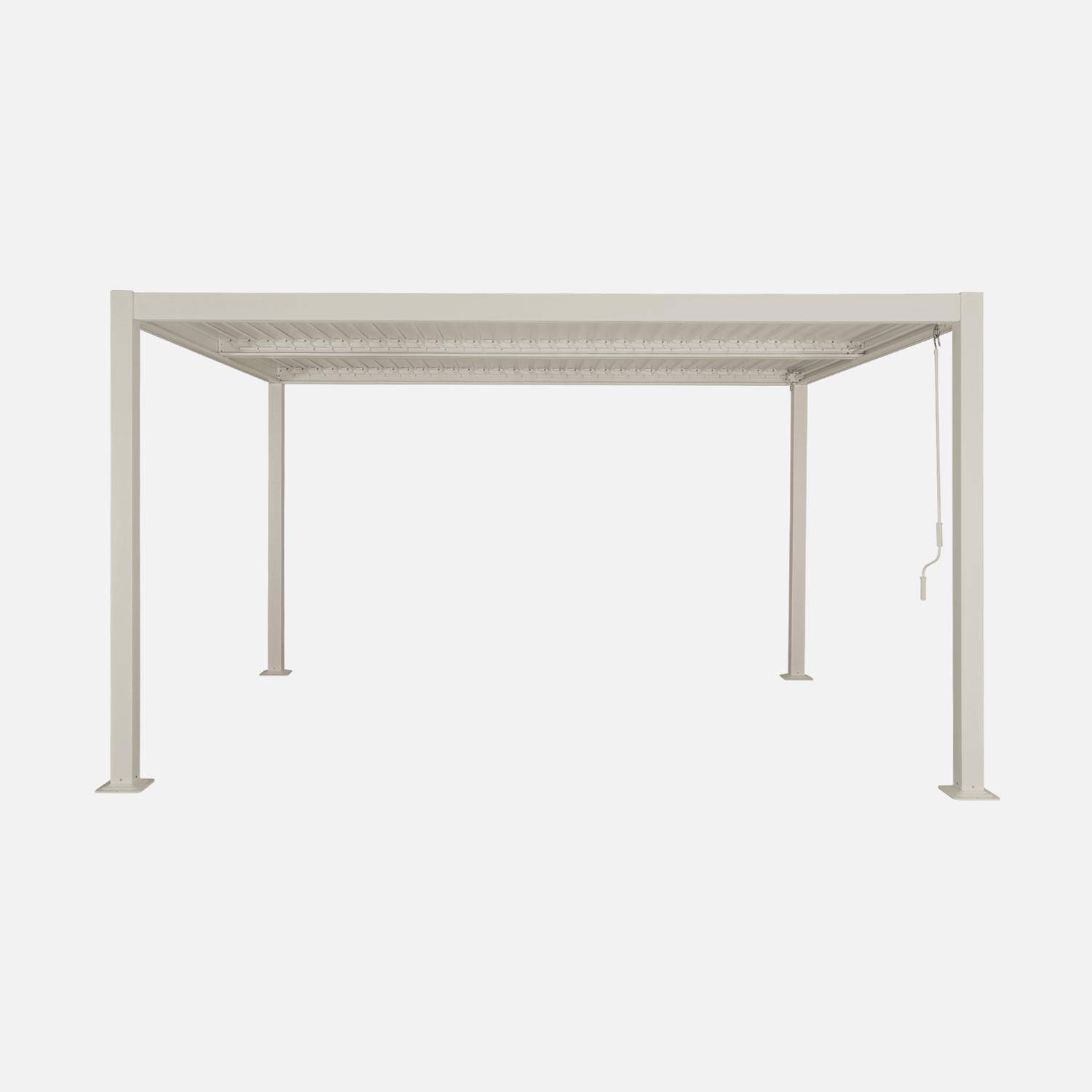 Bioclimatic pergola aluminium and steel, with adjustable slats 4x3m, Palace 4x3m, Beige, 392x292x211 cm,sweeek,Photo3
