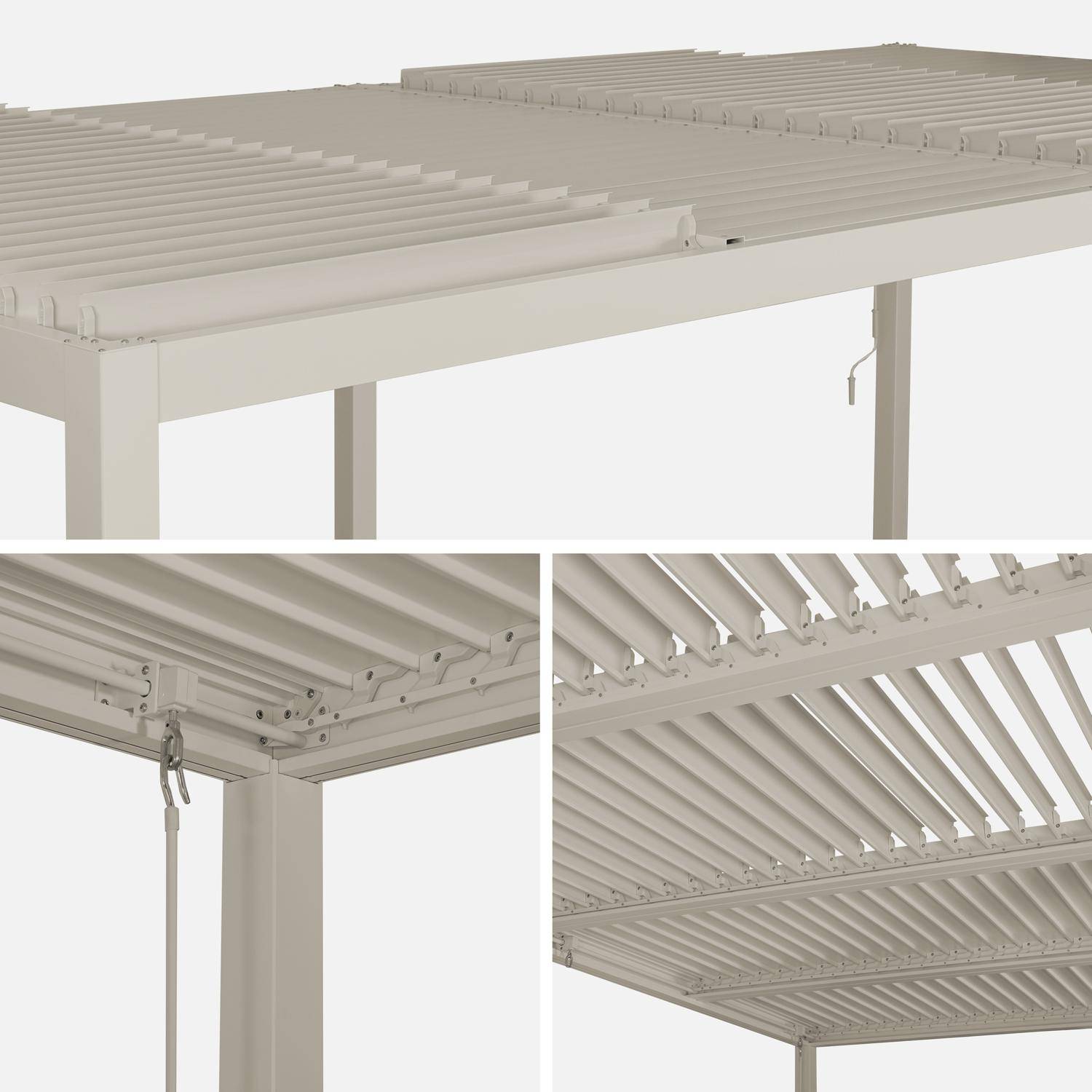 Bioklimatyczna pergola, aluminium i stali, 3x6 m, regulowane listwy, beżowa,sweeek,Photo4