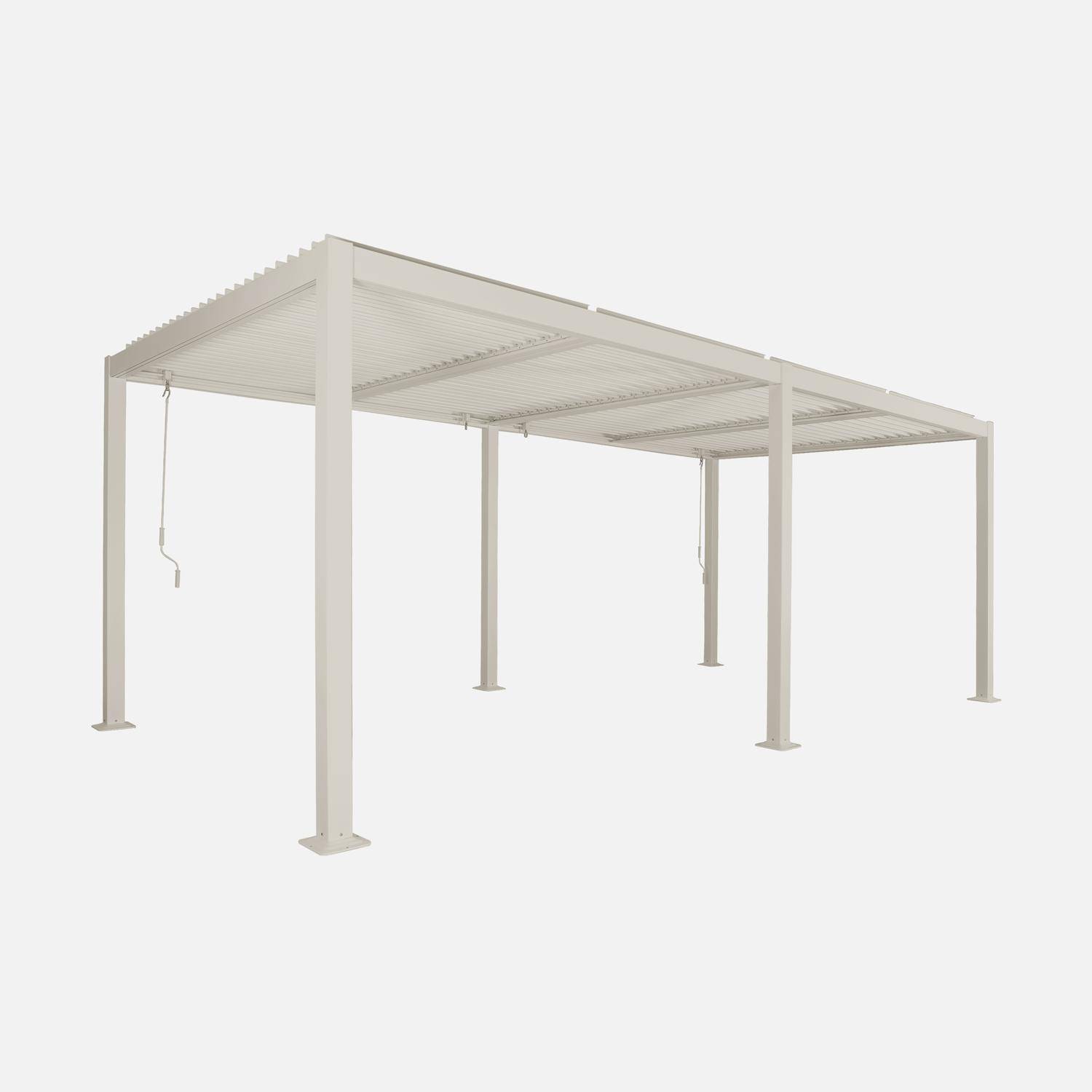Bioklimatyczna pergola, aluminium i stali, 3x6 m, regulowane listwy, beżowa,sweeek,Photo6