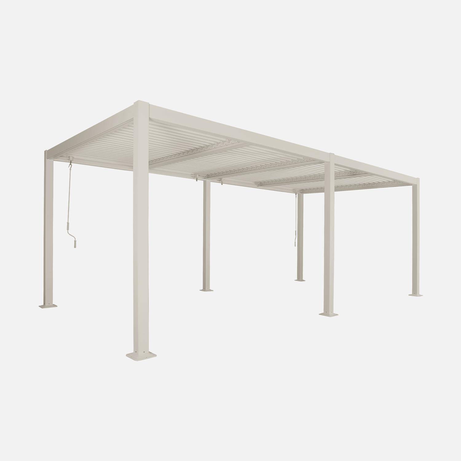 Bioklimatyczna pergola, aluminium i stali, 3x6 m, regulowane listwy, beżowa,sweeek,Photo2