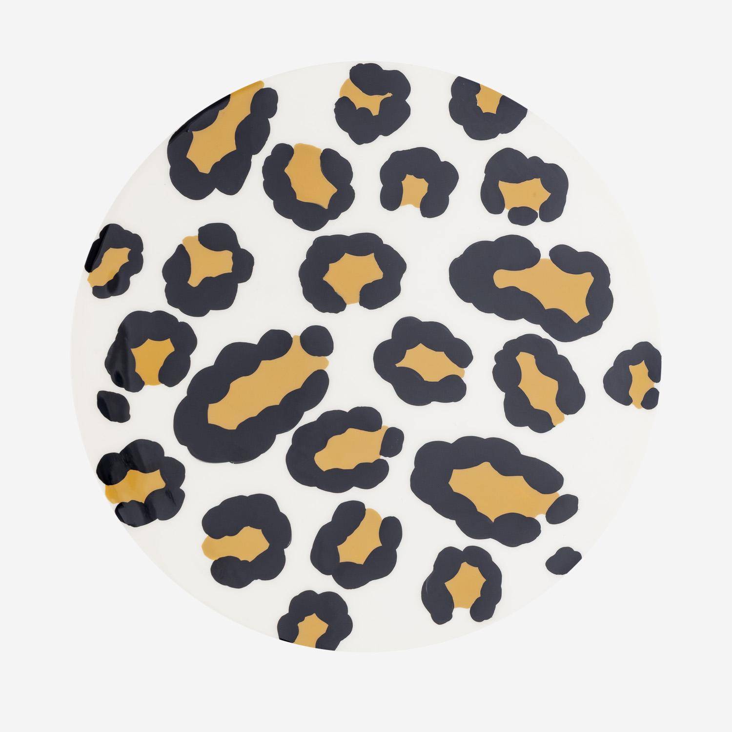 Mesa auxiliar, mesita de noche de acero esmaltado, diseño de leopardo, Noko, Leopardo, 33x33x46 cm Photo3