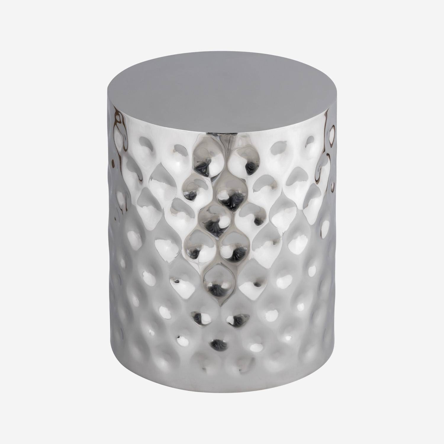 Mesa auxiliar, mesita de noche de acero esmaltado cromado, Mira, Gris perlado, 33x33x41 cm,sweeek,Photo1