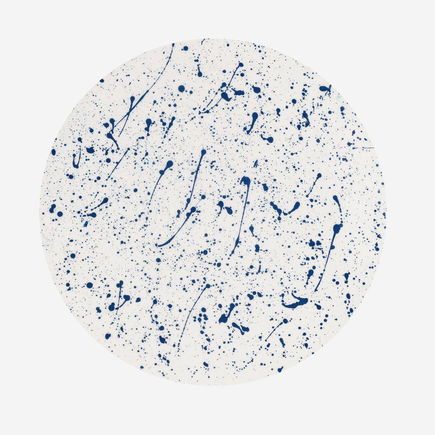 Mesa auxiliar, mesita de noche de acero esmaltado, diseño moteado, Zina, Azul, 33x33x47 cm,sweeek,Photo2