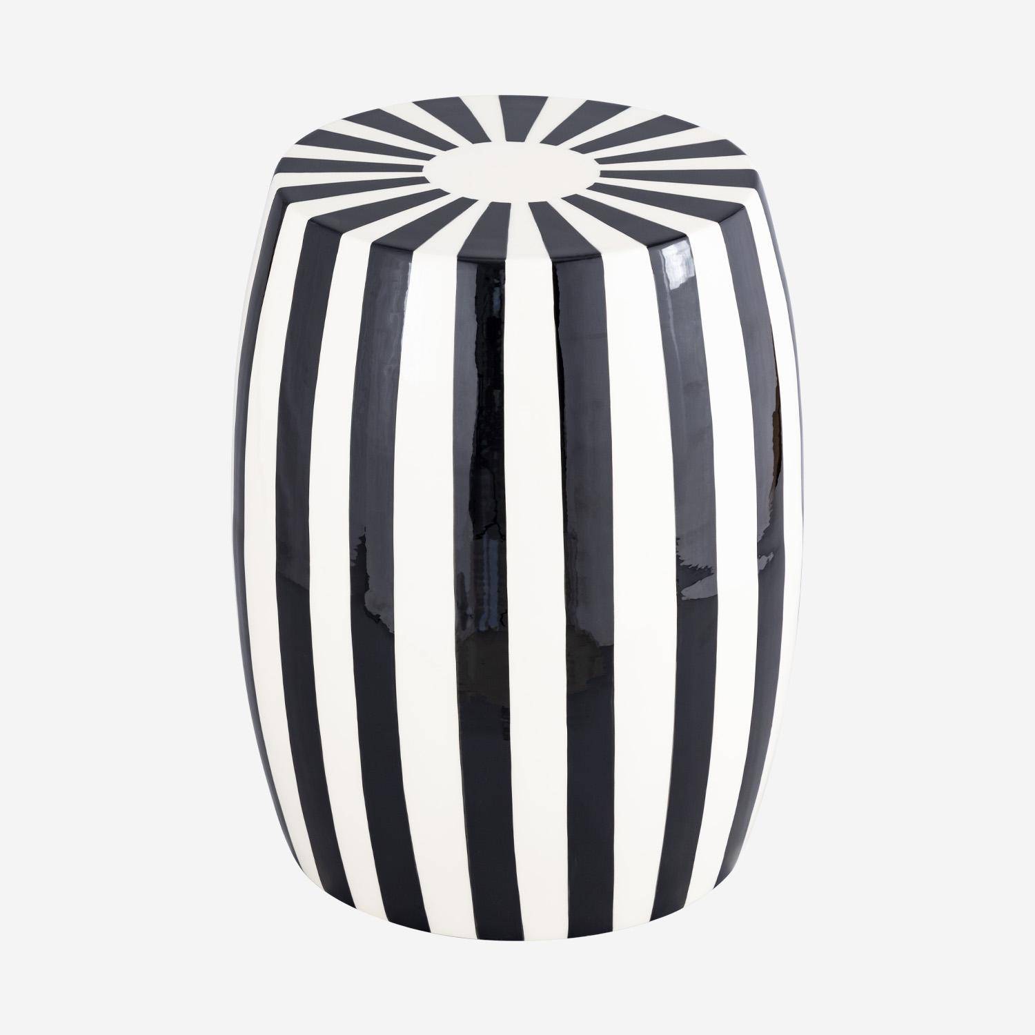 Stolik pomocniczy, stolik boczny, stolik nocny z emaliowanej stali czarno-białej Ø35 x wys. 46cm - Mizzy,sweeek,Photo6