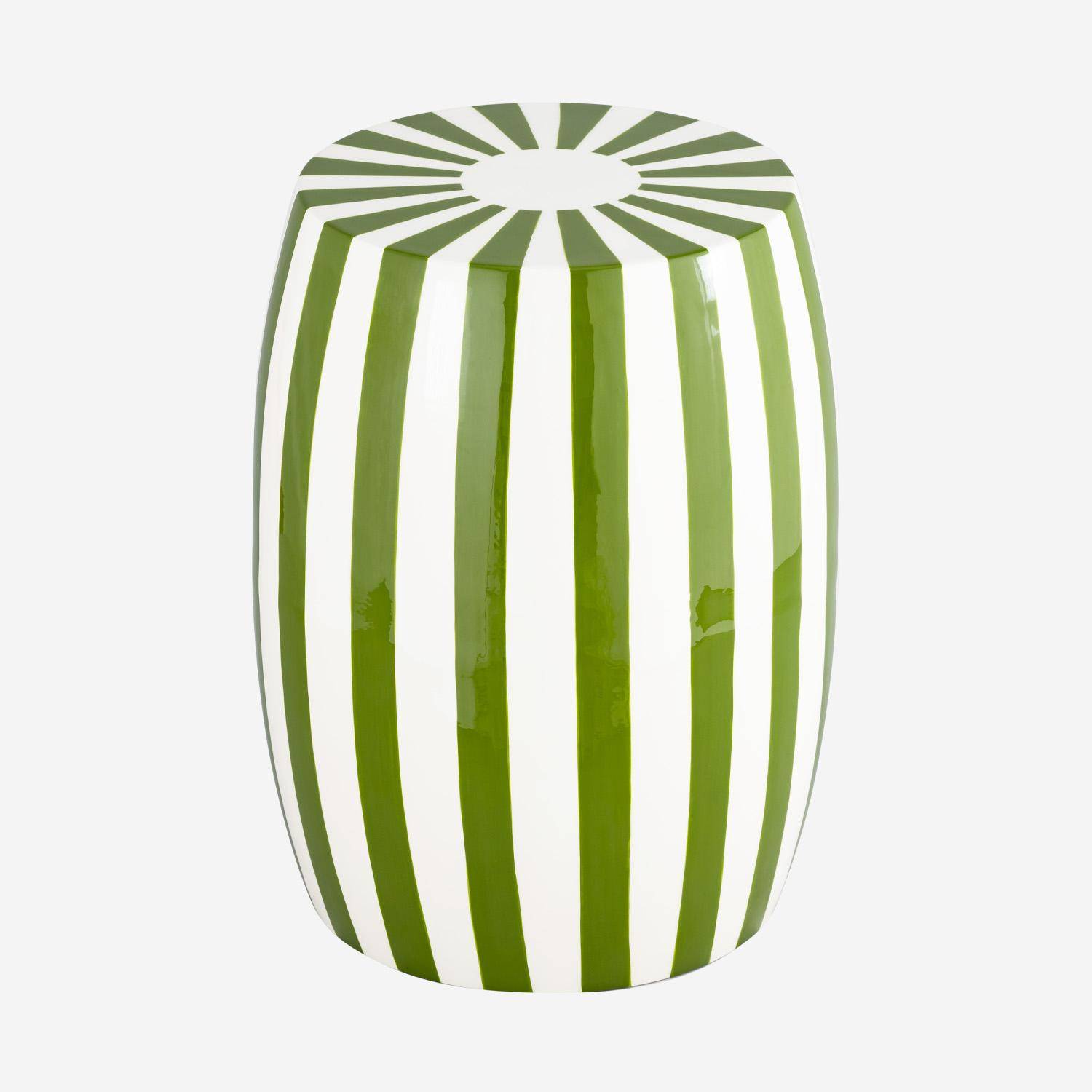 Mesa auxiliar, mesa de noche de acero esmaltado, rayas bicolores Verde - 35x35x46 cm,sweeek,Photo6