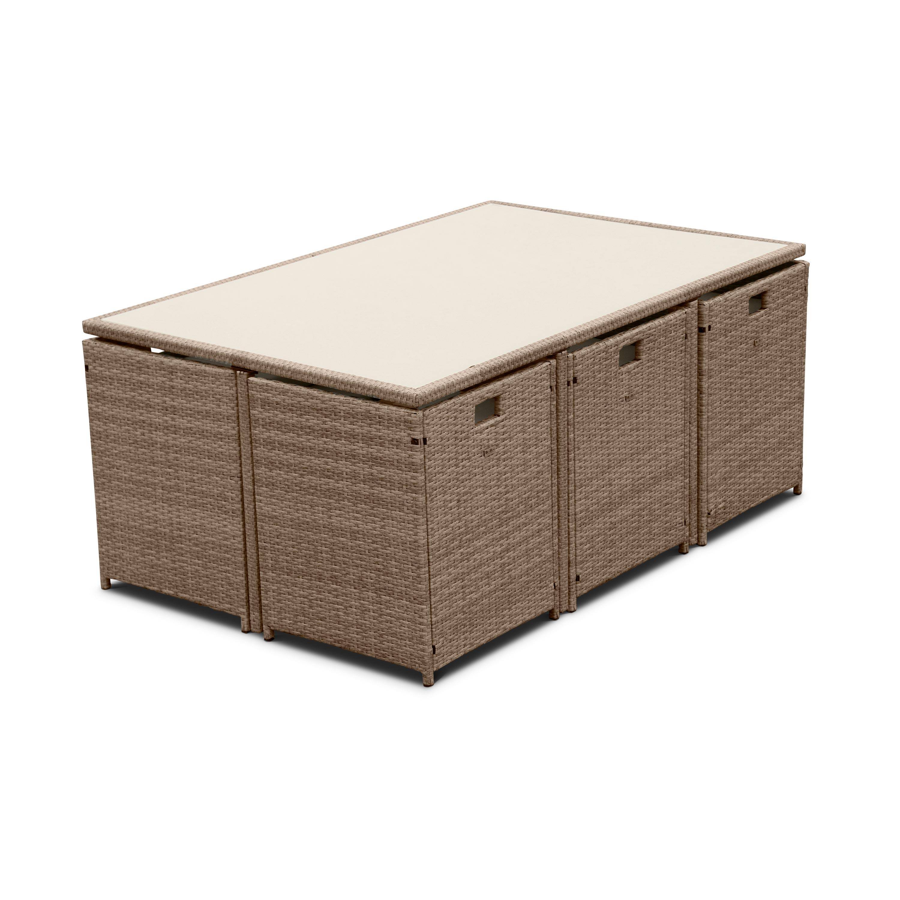 Garden furniture set 6-10-seats - Vabo - Colour beige, cushions beige, nesting table.,sweeek,Photo2