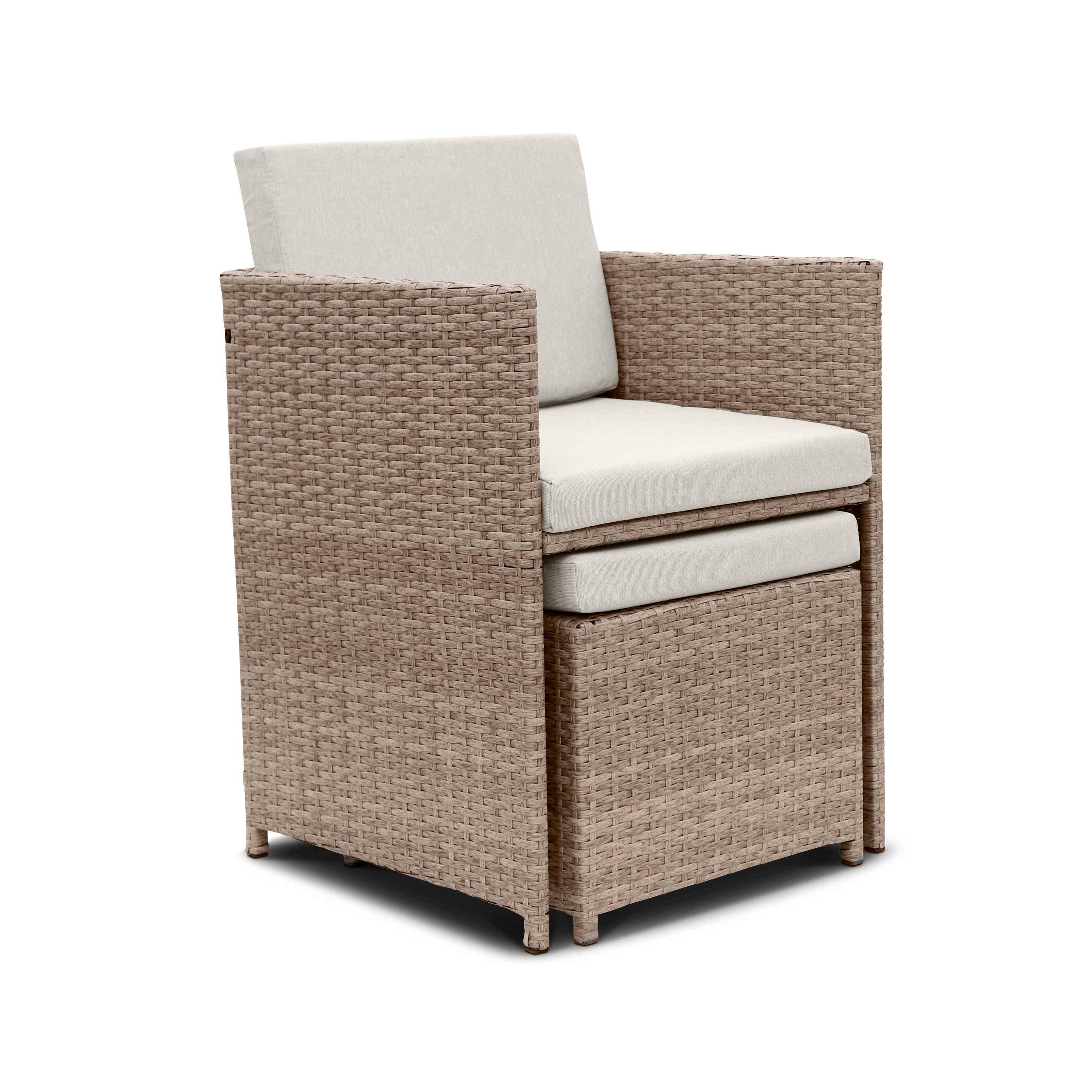 Garden furniture set 6-10-seats - Vabo - Colour beige, cushions beige, nesting table.,sweeek,Photo4