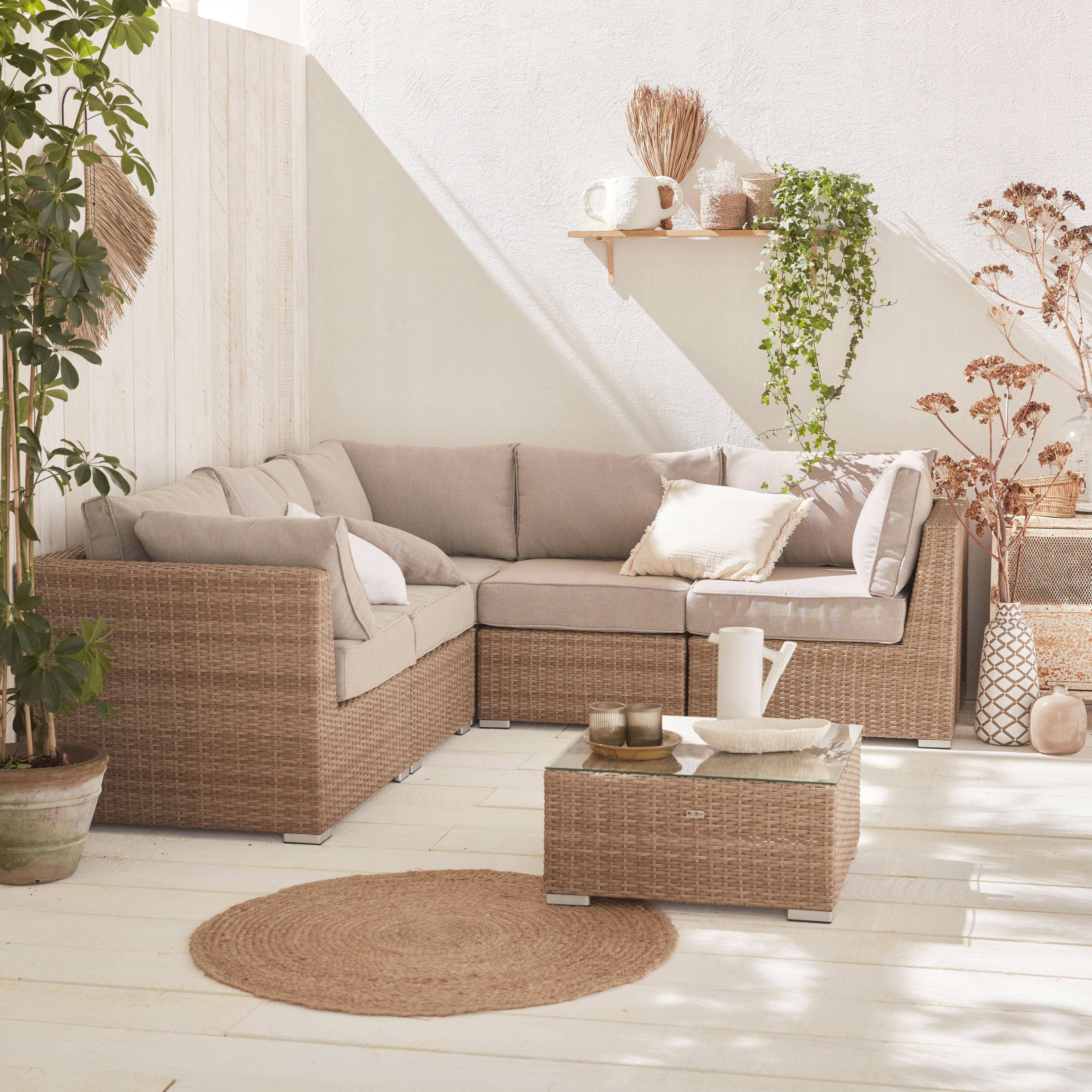 5-seater deluxe polyrattan garden corner sofa set, Vittoria, 125x80x67.5 cm Photo1