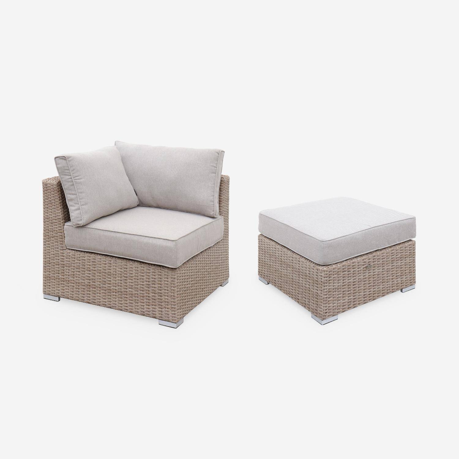 5-seater deluxe polyrattan garden sofa set, Vinci, Beige, 225x80x67.5 cm Photo4