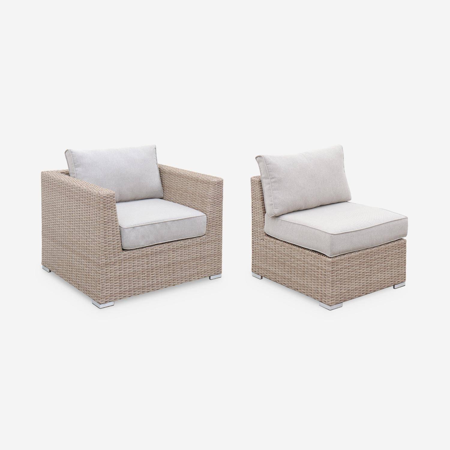 5-seater deluxe polyrattan garden sofa set, Vinci, Beige, 225x80x67.5 cm,sweeek,Photo3