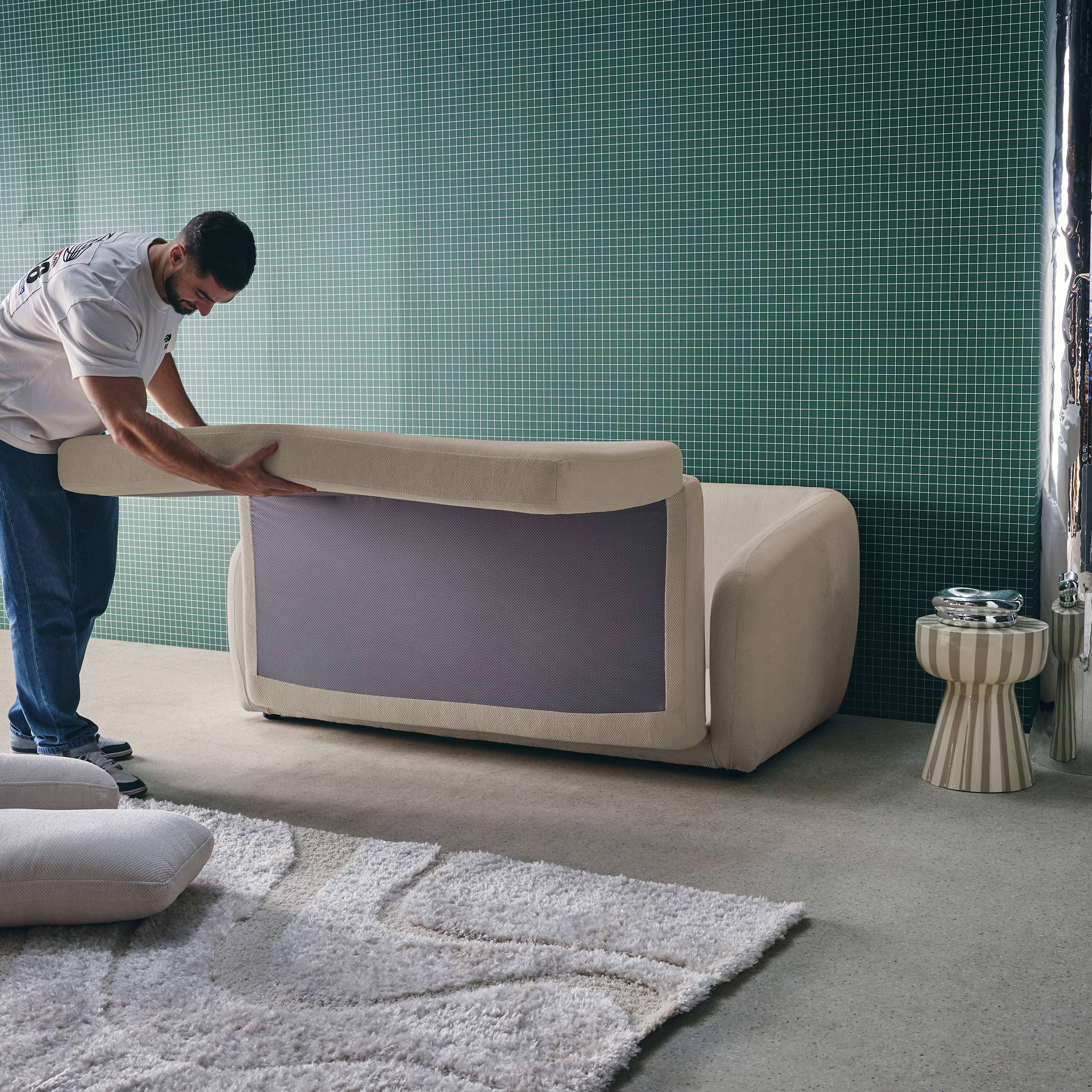 Slaapzetel 2 zitplaatsen chenille stof lichtgrijs L 170 x D 95 x H 76cm - Twist,sweeek,Photo4