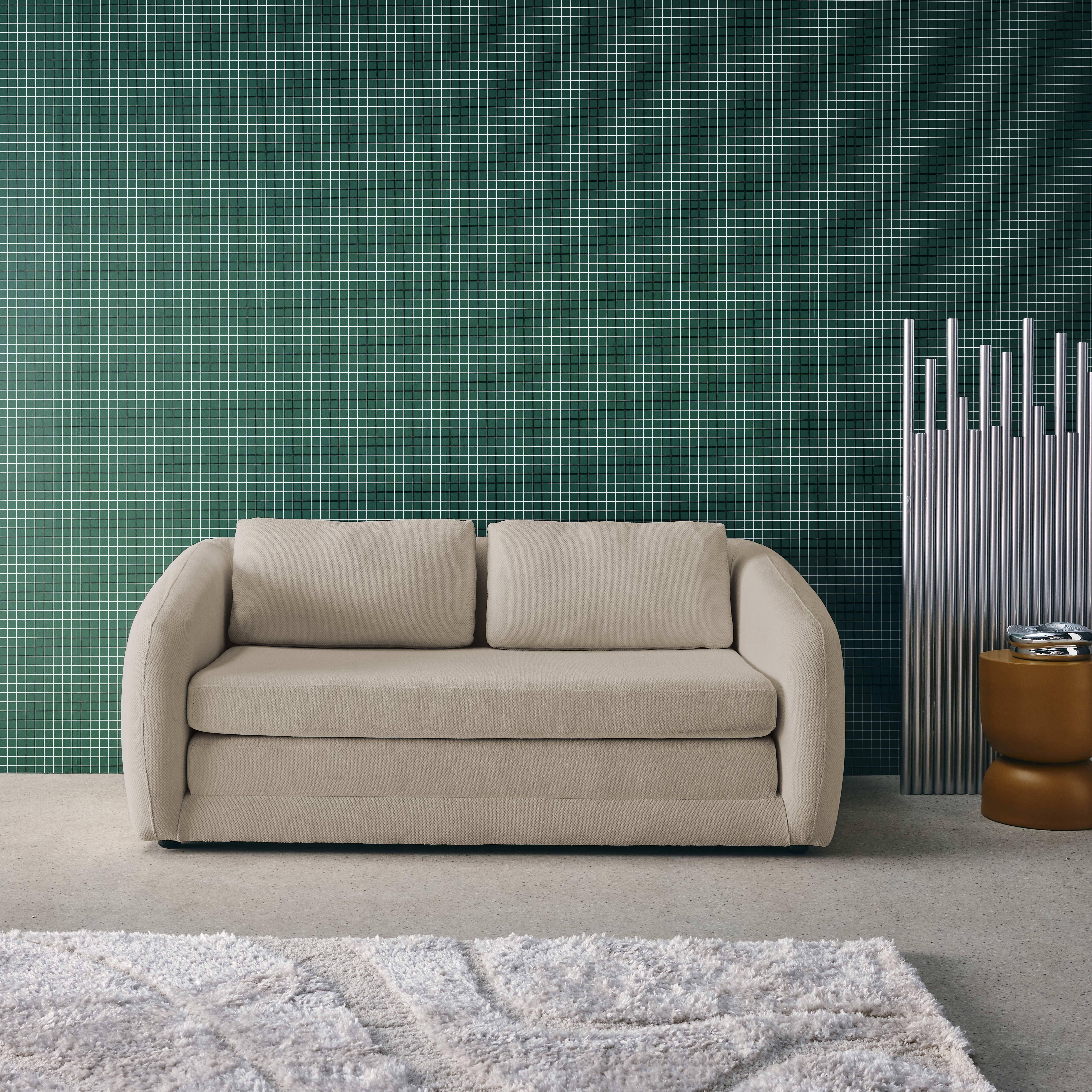 Slaapzetel 2 zitplaatsen chenille stof lichtgrijs L 170 x D 95 x H 76cm - Twist Photo1