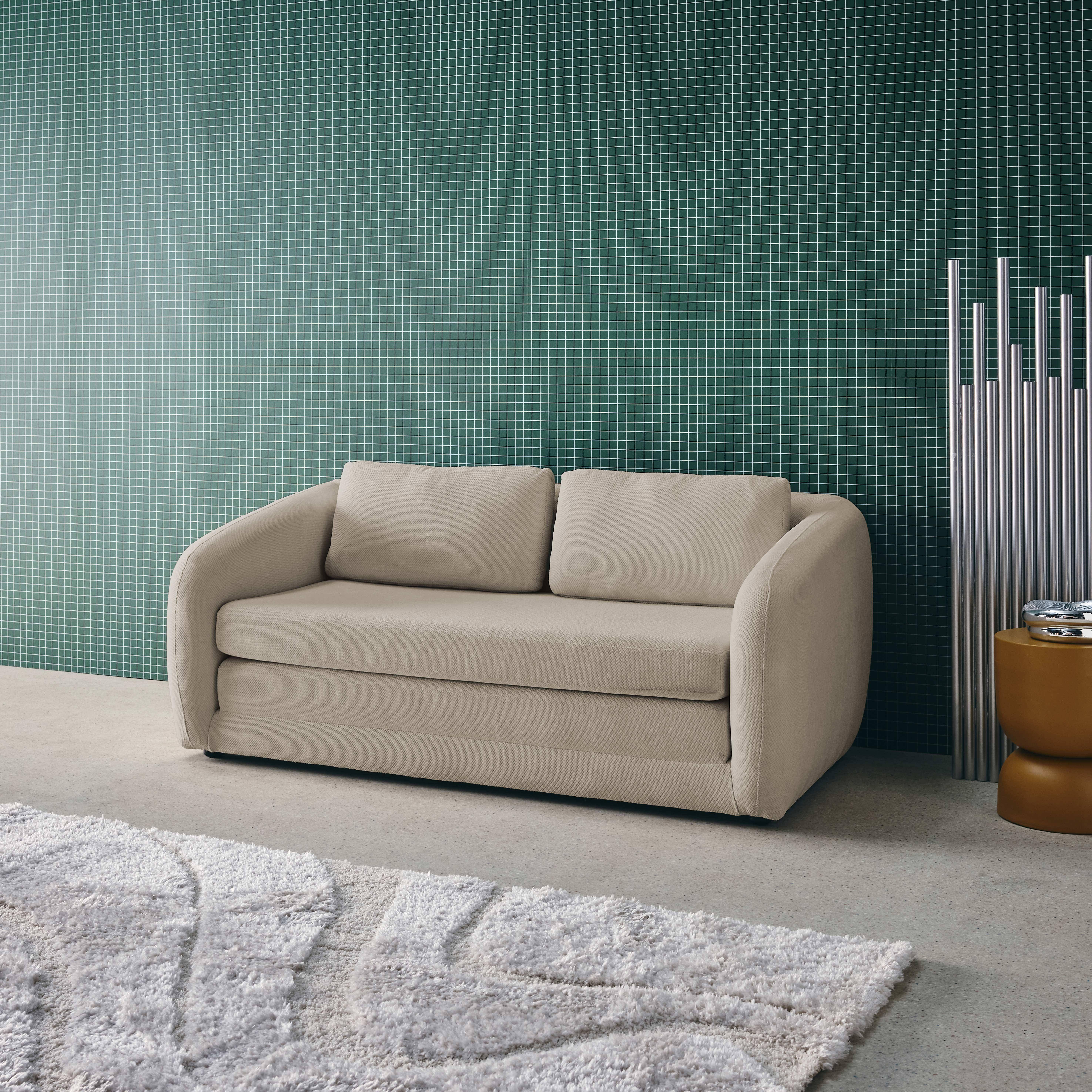 Slaapzetel 2 zitplaatsen chenille stof lichtgrijs L 170 x D 95 x H 76cm - Twist,sweeek,Photo2