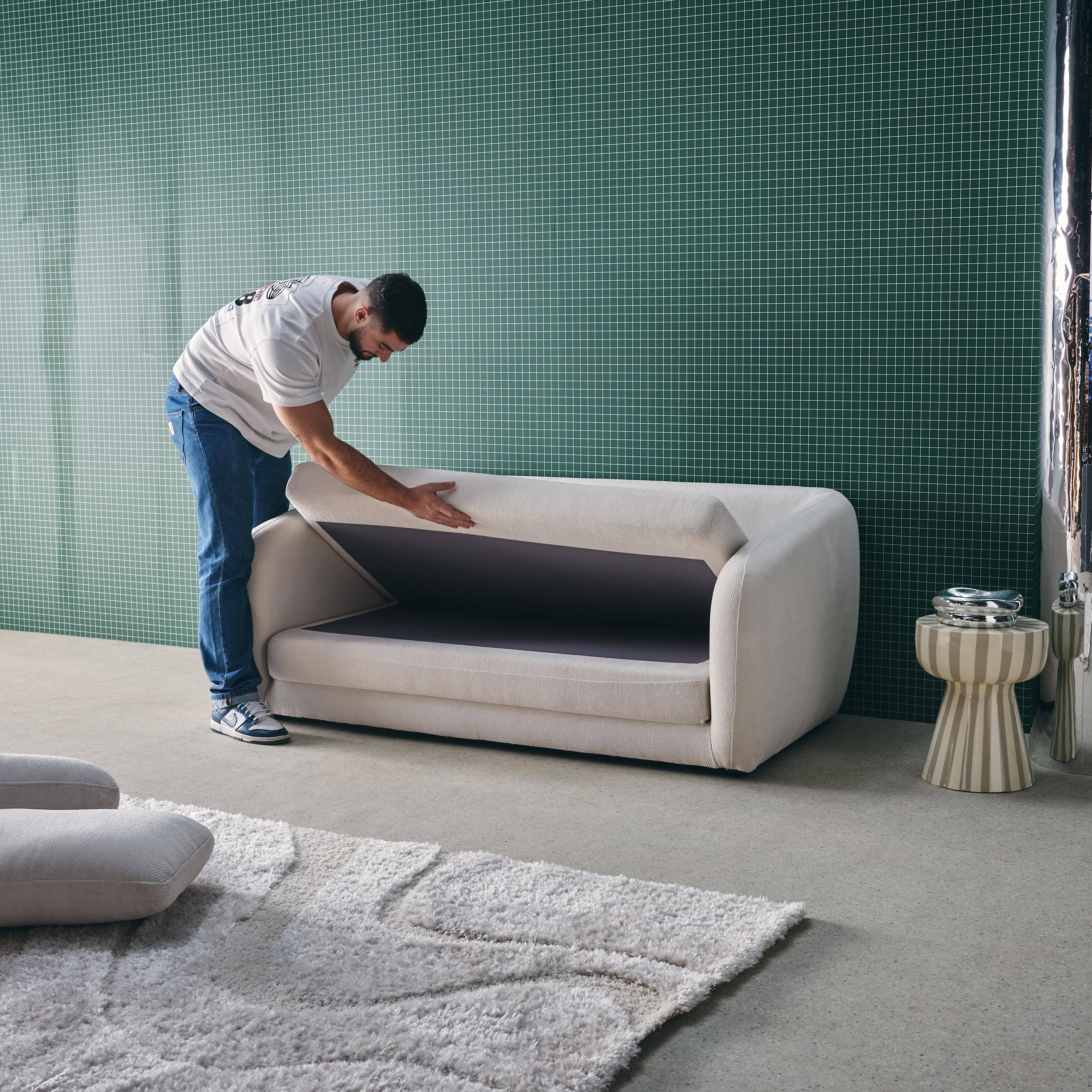 Slaapzetel 2 zitplaatsen chenille stof wit L 170 x D 95 x H 76cm - Twist,sweeek,Photo3