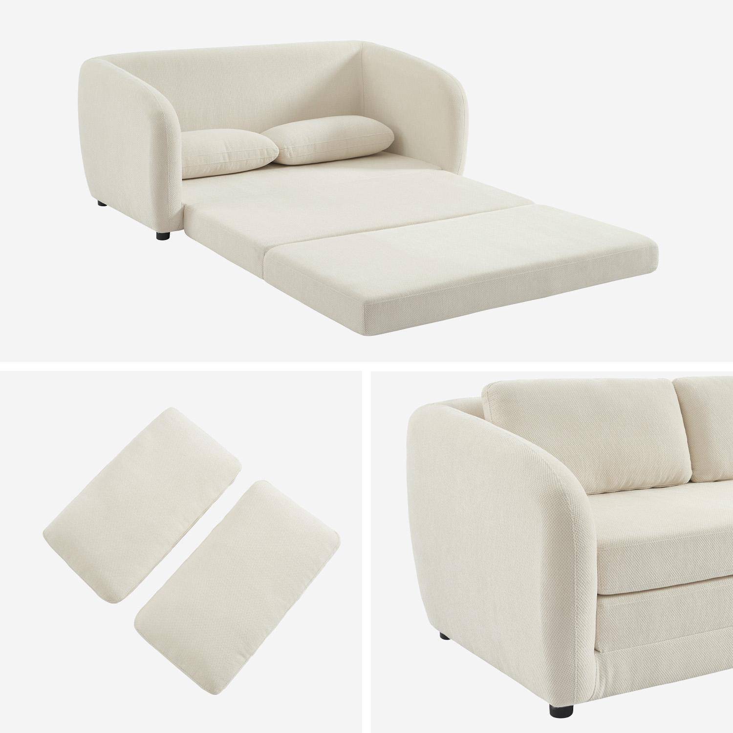 Canapé convertible 2 places tissu chenille blanc - L 170 x P 95 x H 76cm - Twist Photo4