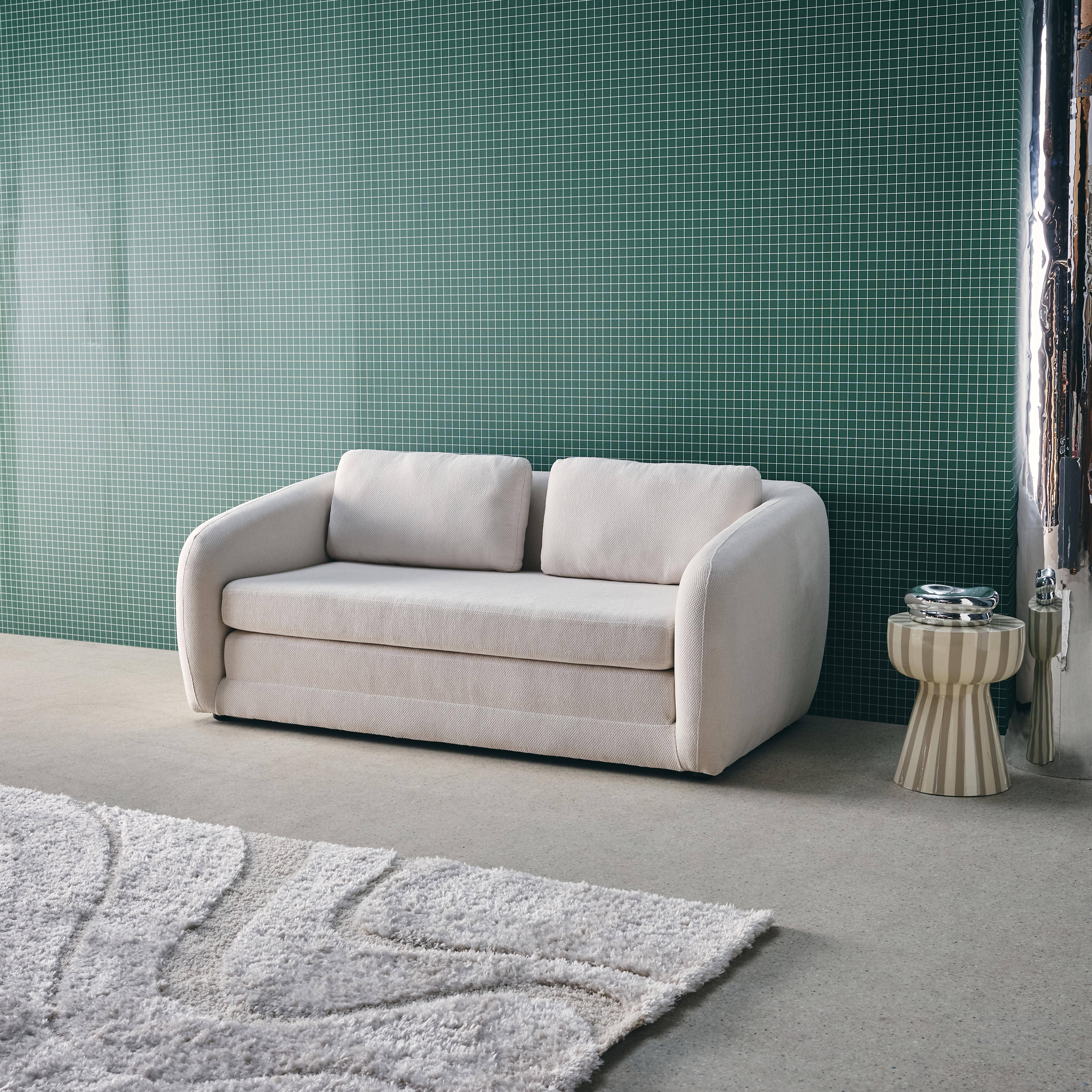 Slaapzetel 2 zitplaatsen chenille stof wit L 170 x D 95 x H 76cm - Twist,sweeek,Photo2