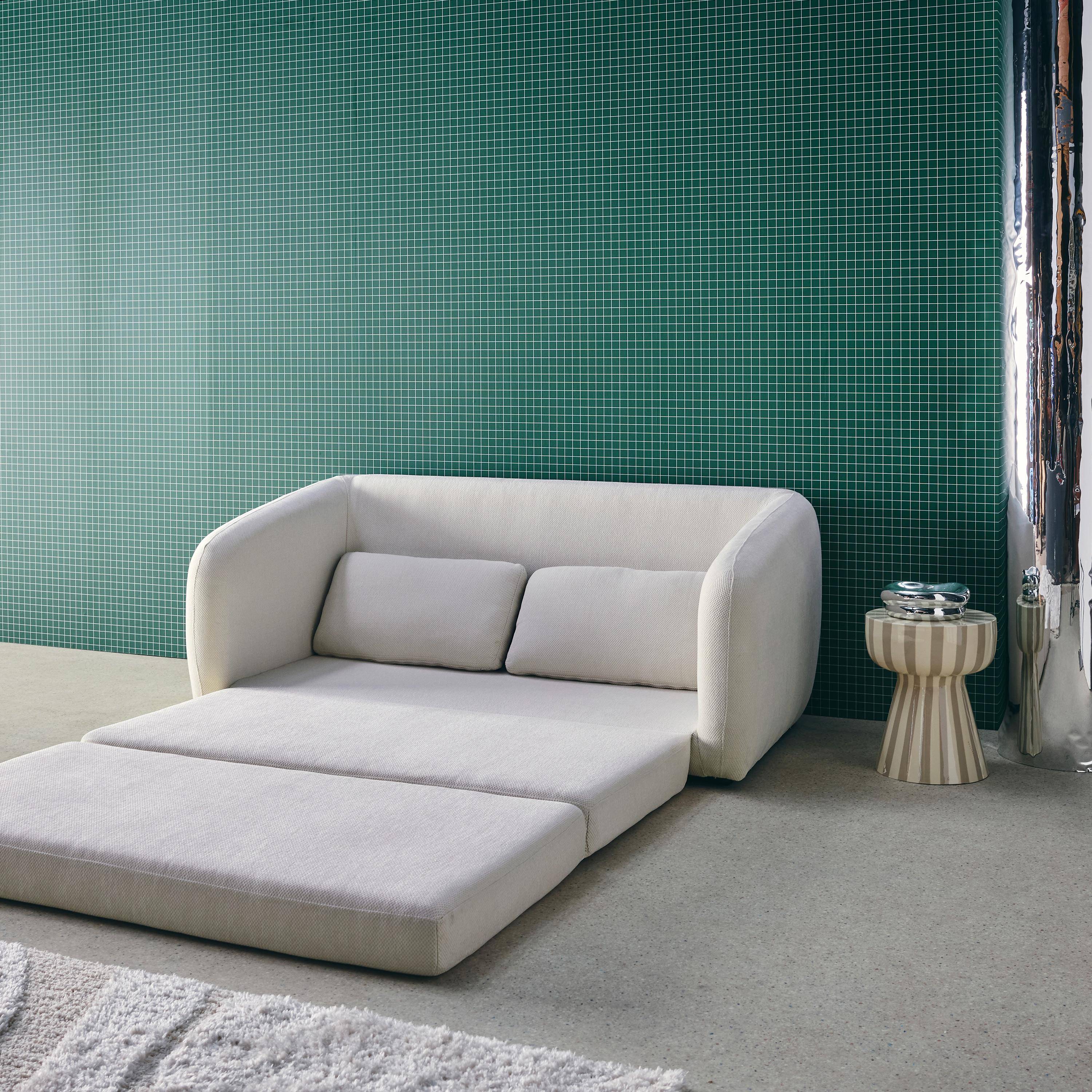 Divano letto in tessuto ciniglia, 2 posti, Twist, Bianco, 170x95x76 cm,sweeek,Photo5