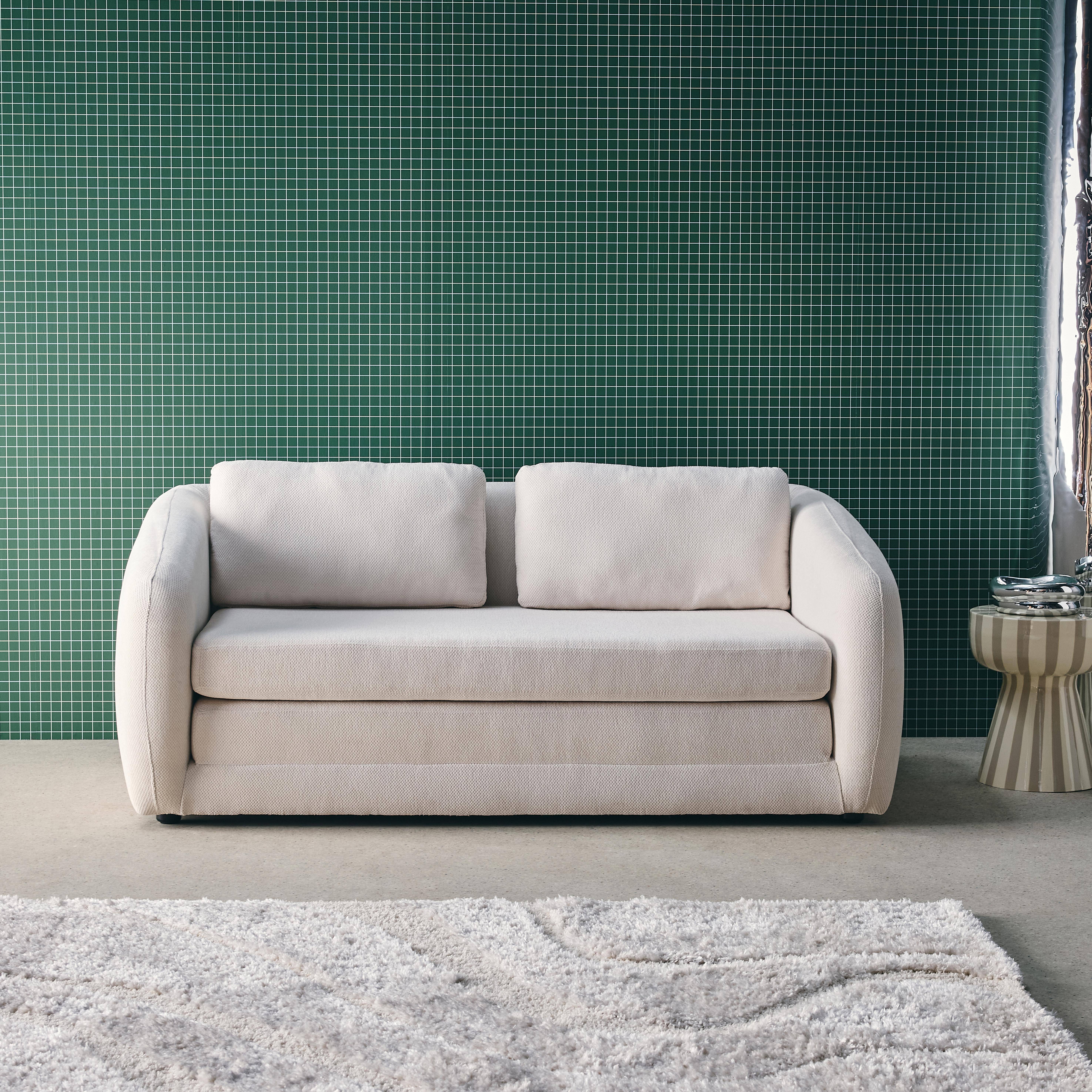 Slaapzetel 2 zitplaatsen chenille stof wit L 170 x D 95 x H 76cm - Twist,sweeek,Photo1