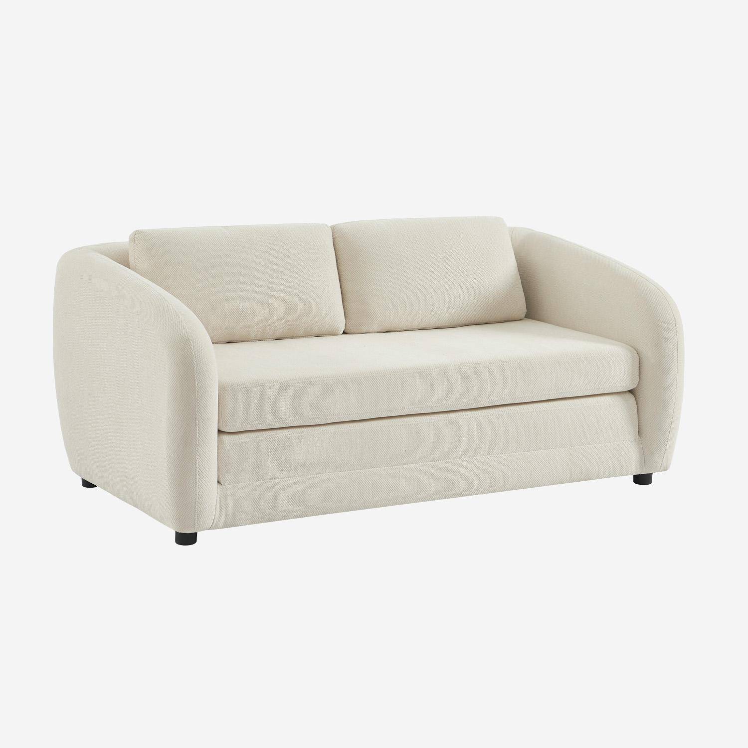 Divano letto in tessuto ciniglia, 2 posti, Twist, Bianco, 170x95x76 cm,sweeek,Photo9