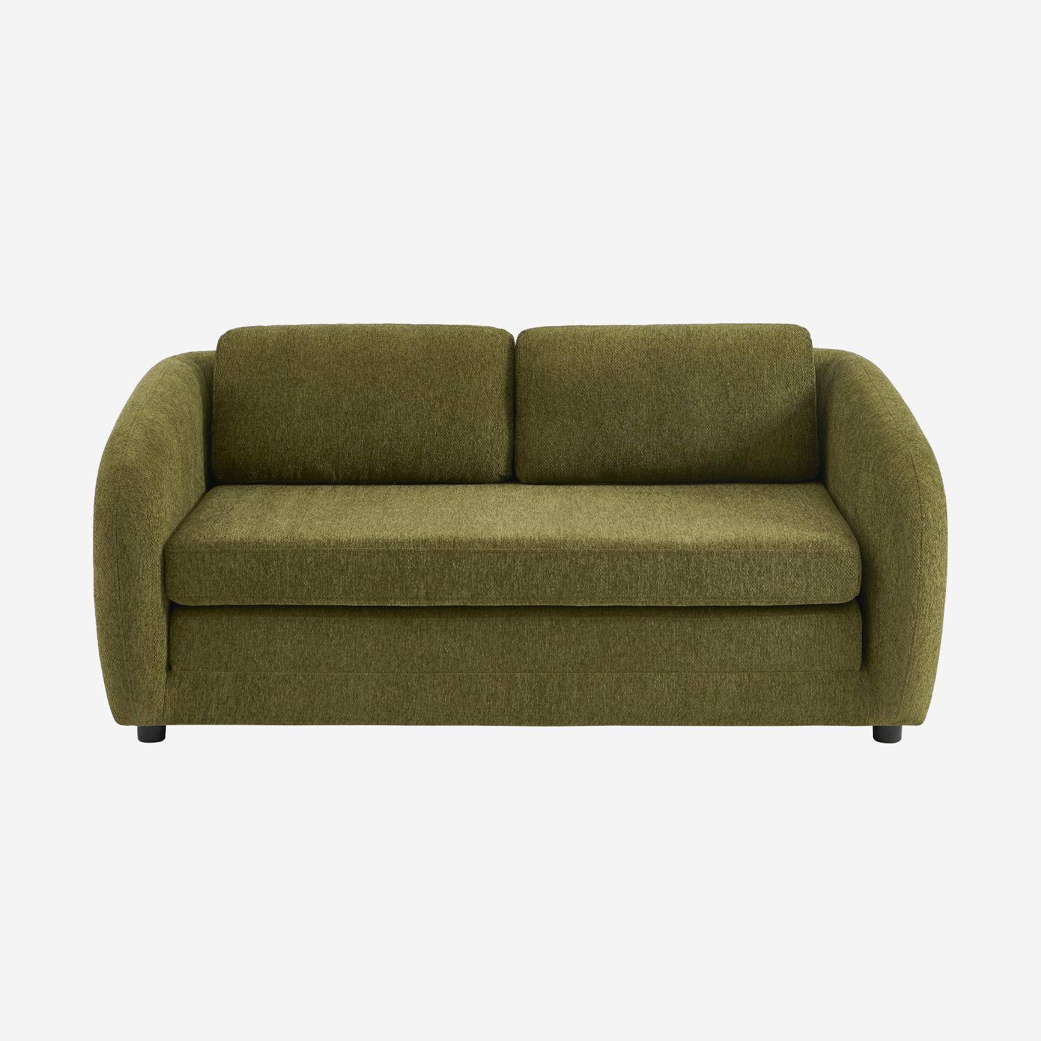 Canapé convertible 2 places tissu chenille kaki - L 170 x P 95 x H 76cm - Twist Photo2