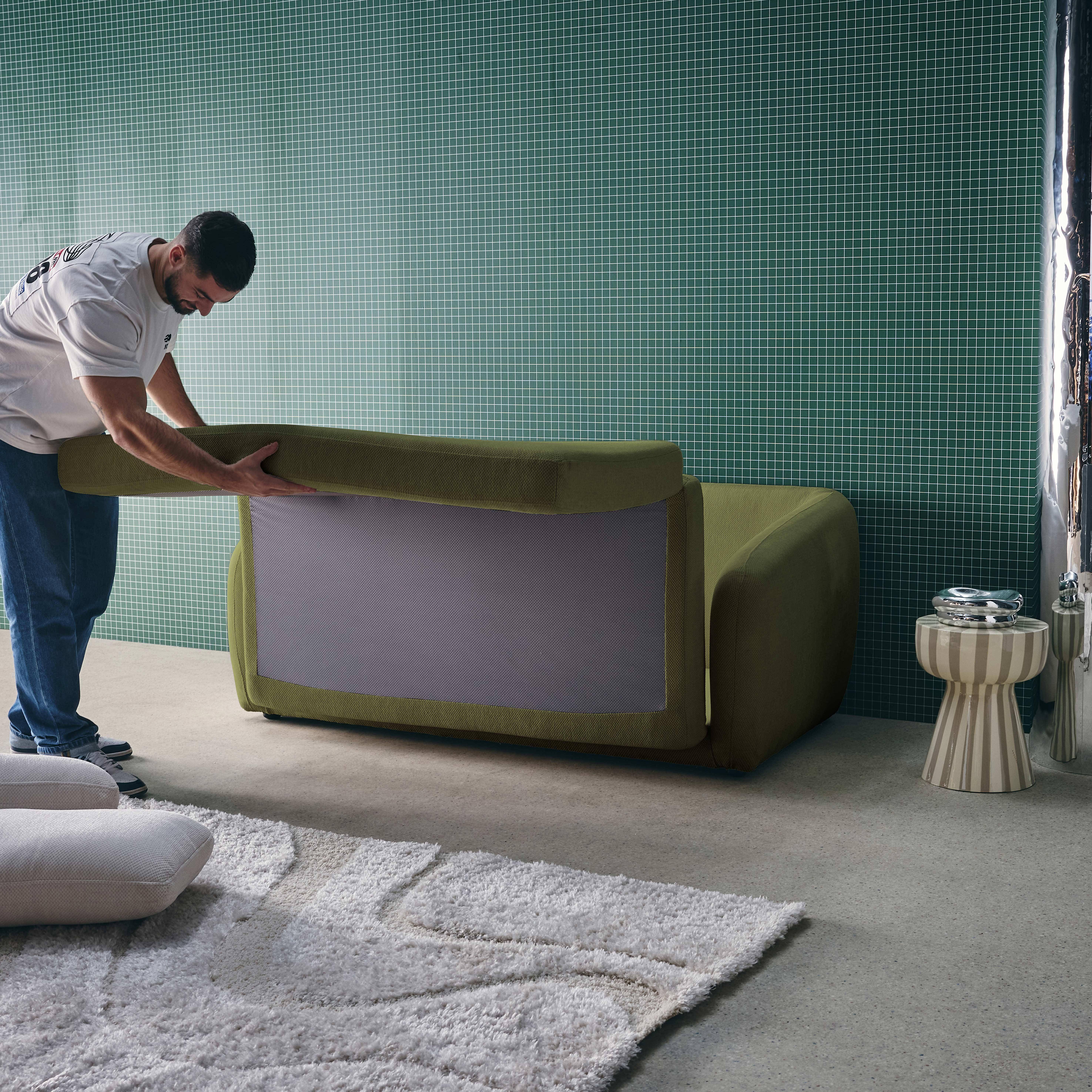 Slaapzetel 2 zitplaatsen chenille stof kaki L 170 x D 95 x H 76cm - Twist Photo4