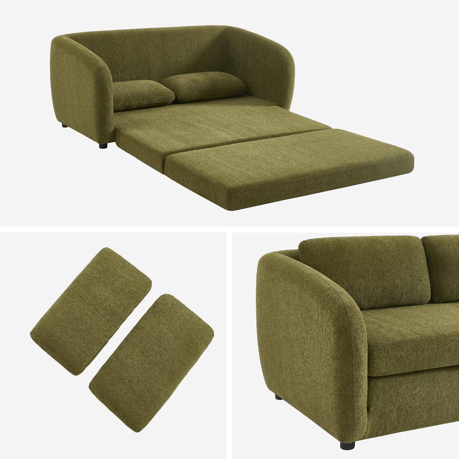 Canapé convertible 2 places tissu chenille kaki - L 170 x P 95 x H 76cm - Twist Photo4