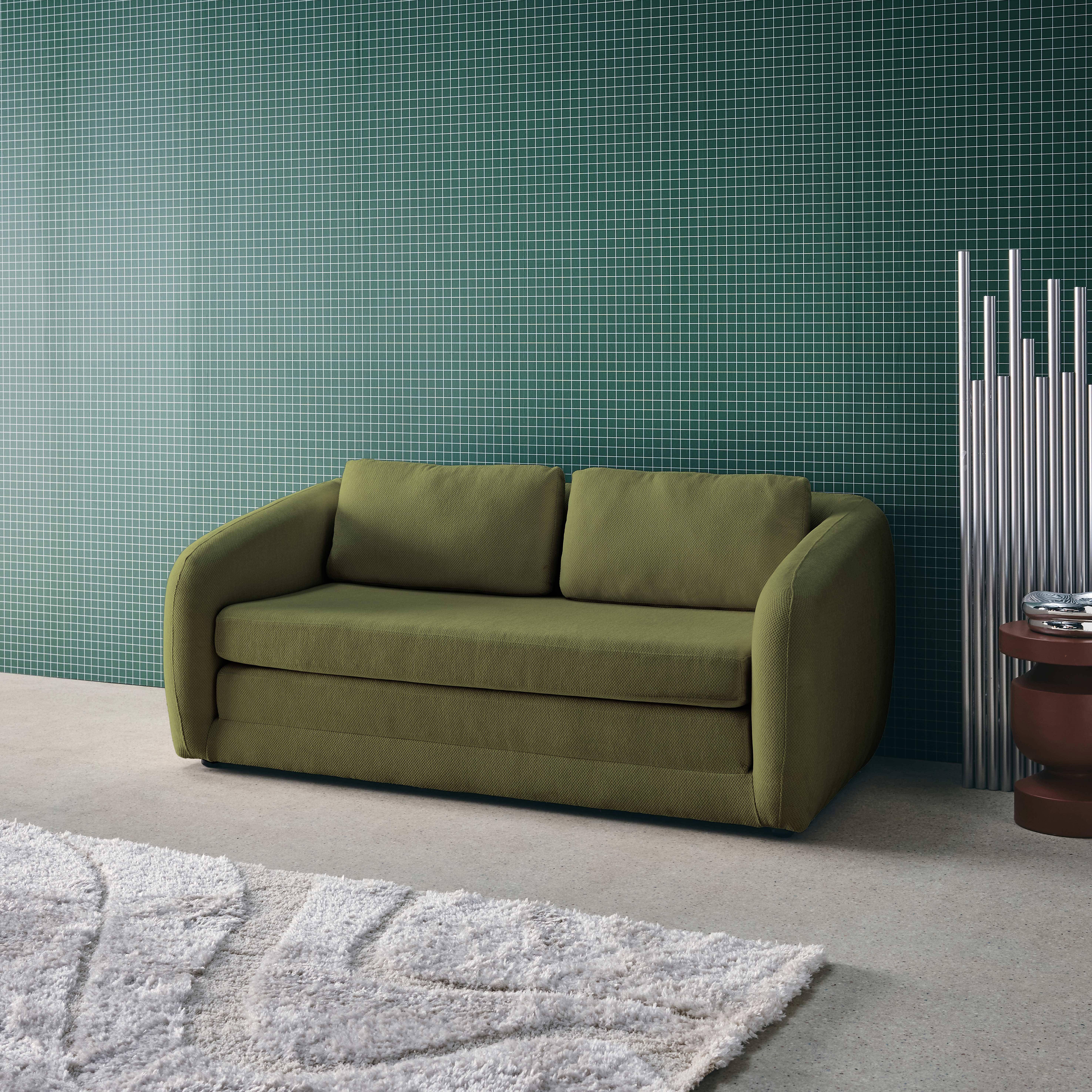 Slaapzetel 2 zitplaatsen chenille stof kaki L 170 x D 95 x H 76cm - Twist,sweeek,Photo2