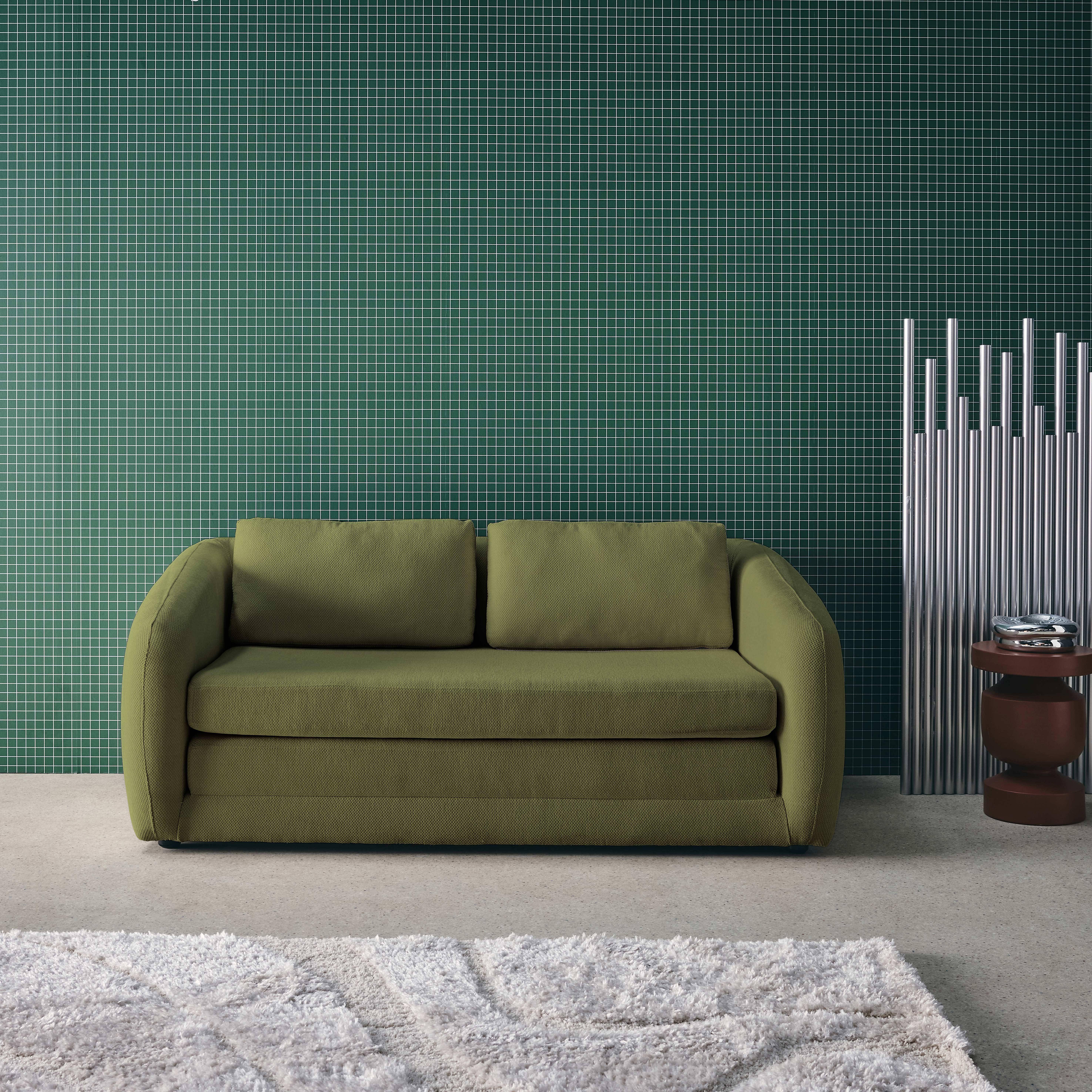 Slaapzetel 2 zitplaatsen chenille stof kaki L 170 x D 95 x H 76cm - Twist Photo1