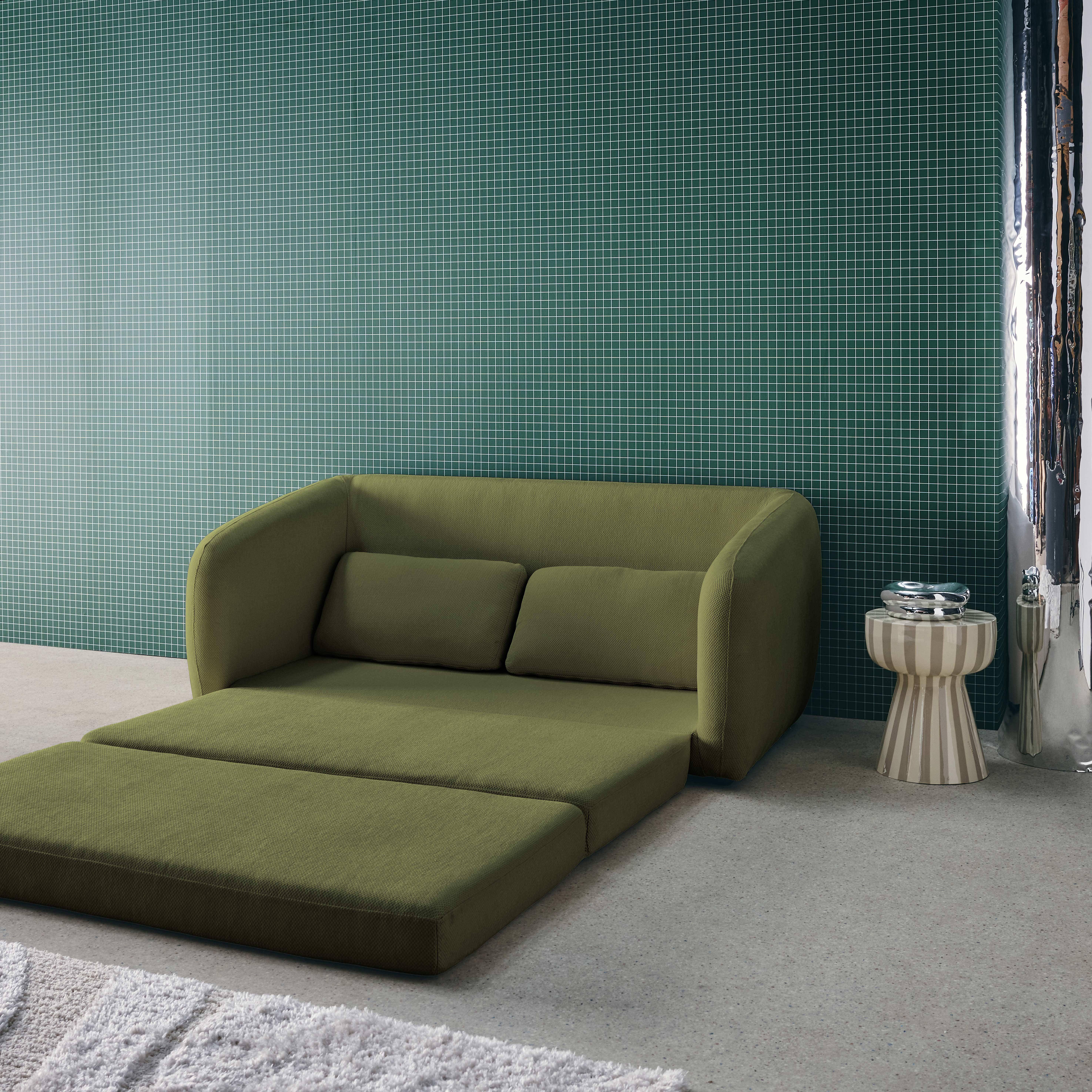 Slaapzetel 2 zitplaatsen chenille stof kaki L 170 x D 95 x H 76cm - Twist Photo5