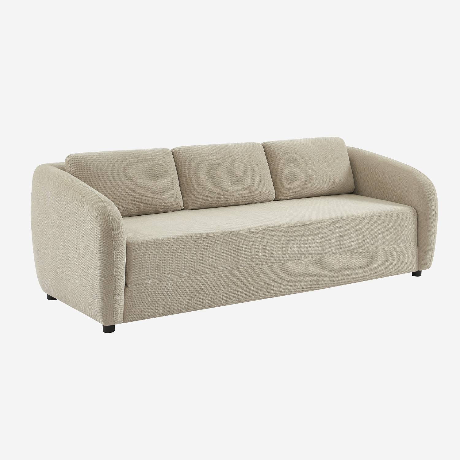Sofá-cama conversível tecido chenille, 3 lugares, Cinza Claro