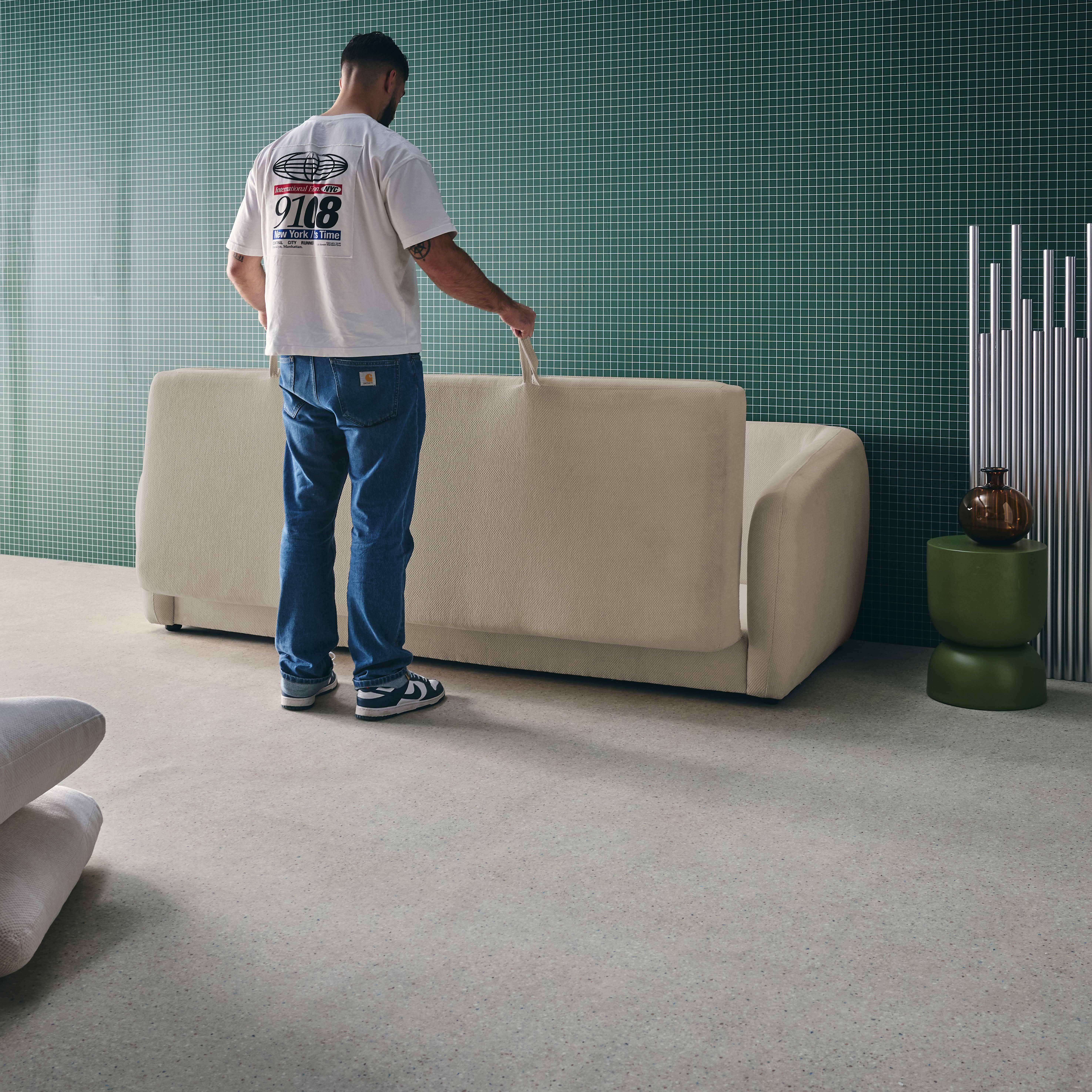 Slaapzetel 3 zitplaatsen chenille stof lichtgrijs L 220 x D 95 x H 76cm - Twist Photo4