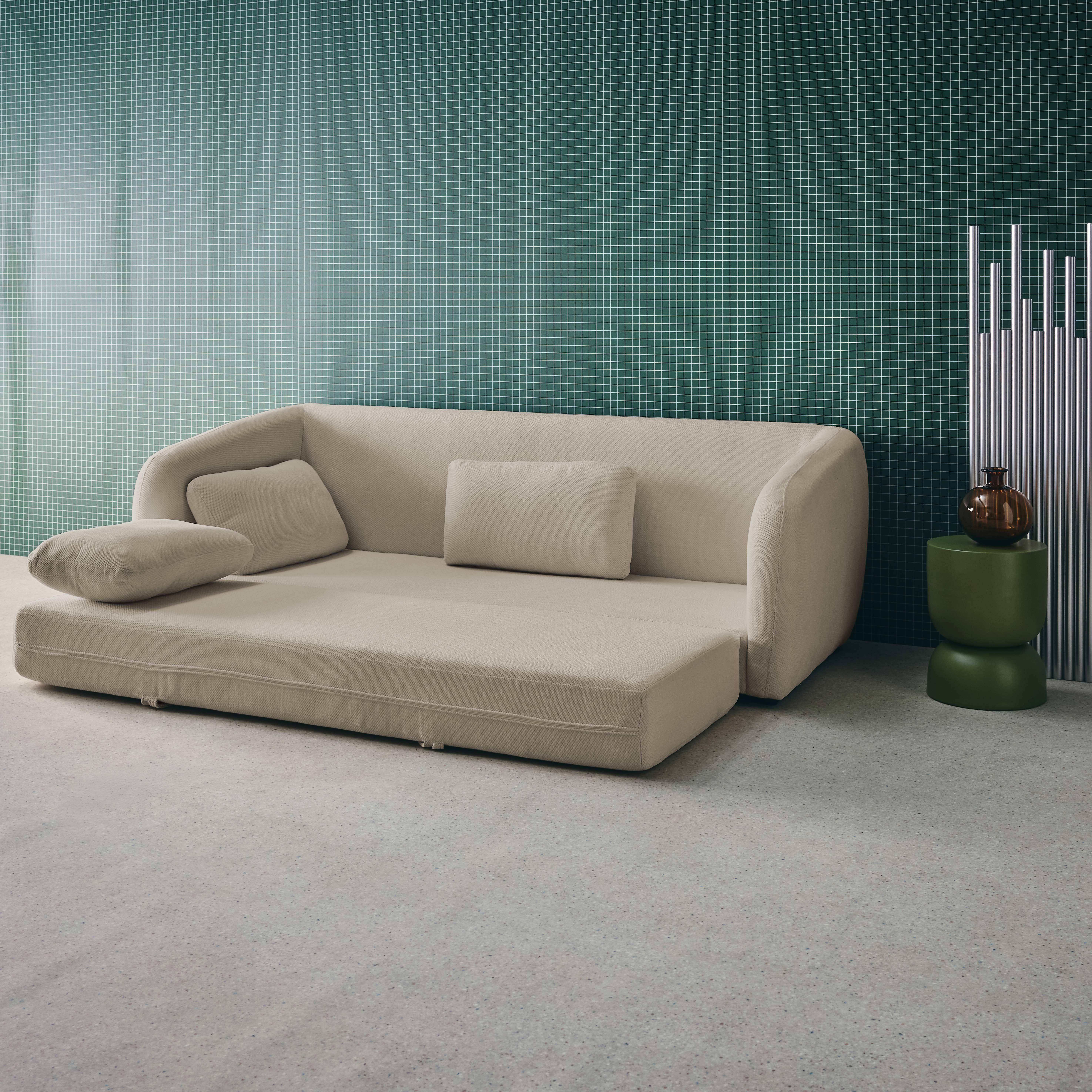 Slaapzetel 3 zitplaatsen chenille stof lichtgrijs L 220 x D 95 x H 76cm - Twist,sweeek,Photo6