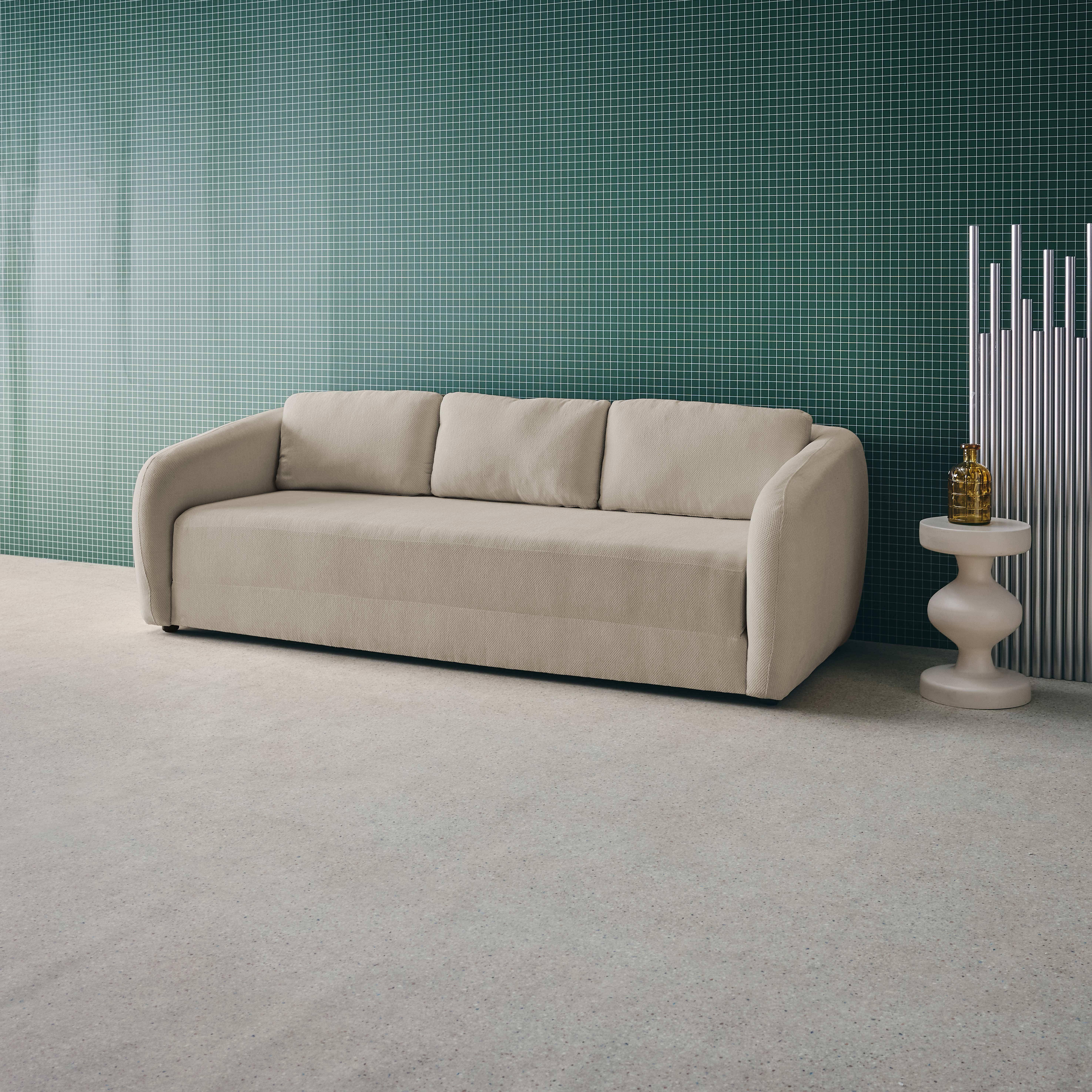 Slaapzetel 3 zitplaatsen chenille stof lichtgrijs L 220 x D 95 x H 76cm - Twist Photo2